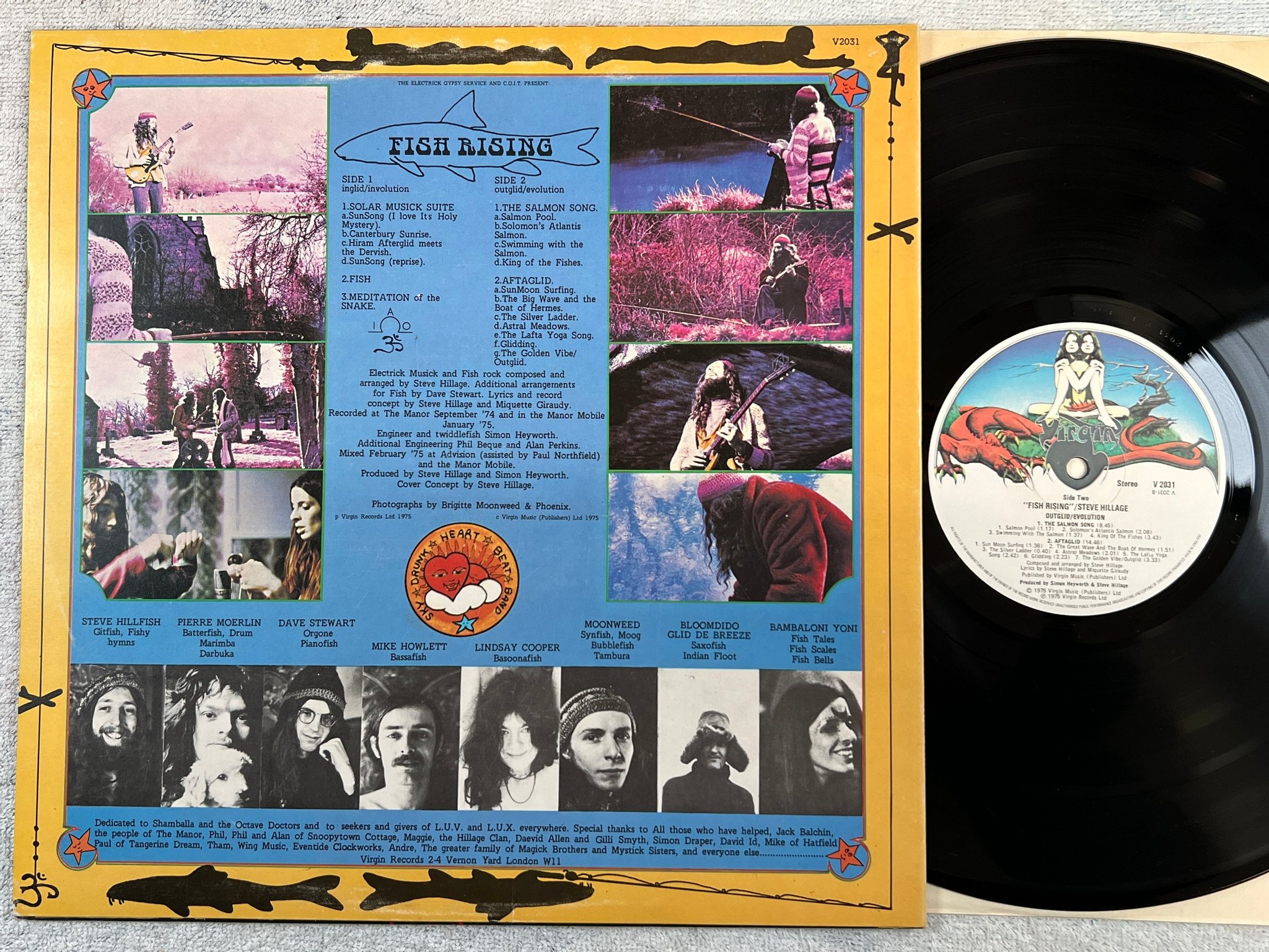 Omslagsbild för skivan STEVE HILLAGE fish rising LP -75 UK VIRGIN V 2031