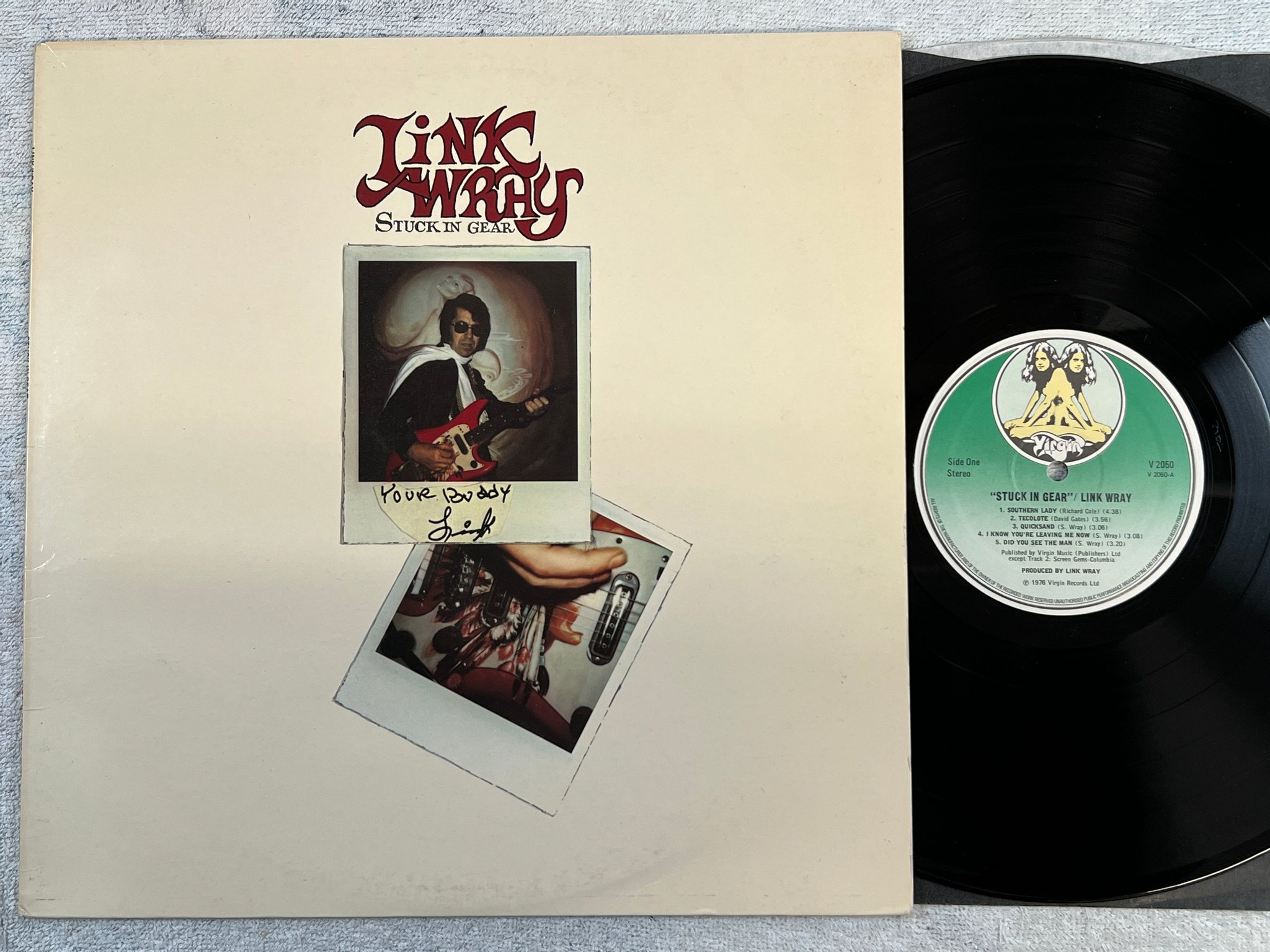 Omslagsbild för skivan LINK WRAY stuck in gear LP -76 UK VIRGIN V 2050