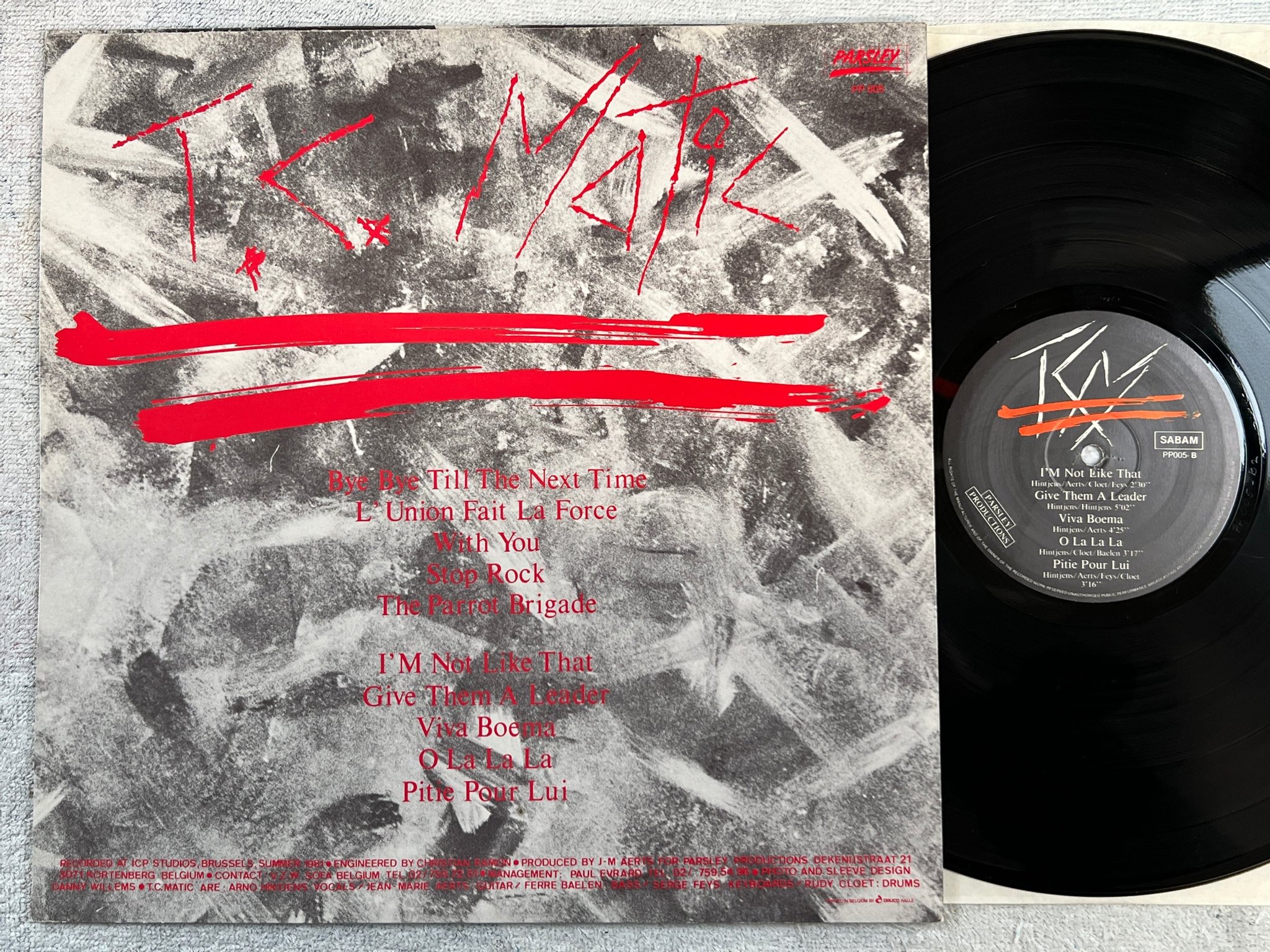 Omslagsbild för skivan TC MATIC s/t LP -81 Belgium PARSLEY PP 005 new wave