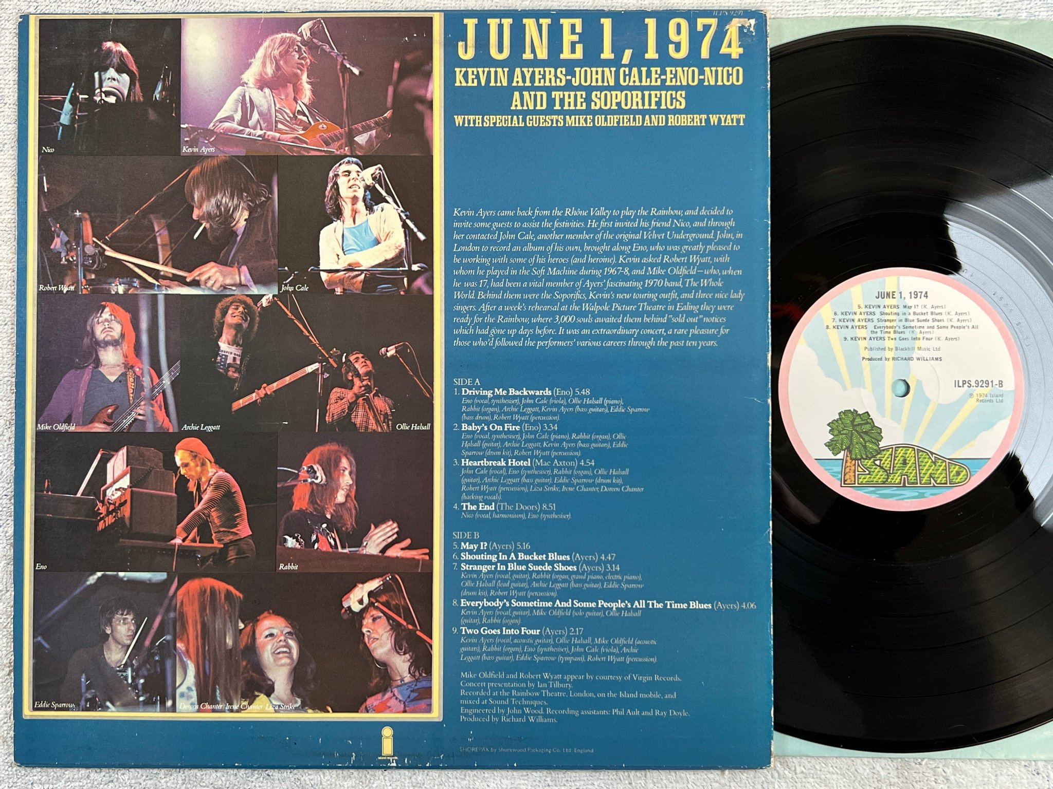 Omslagsbild för skivan KEVIN AYERS JOHN CALE ENO NICO June 1, 1974 LP -74 UK ISLAND ILPS 9291