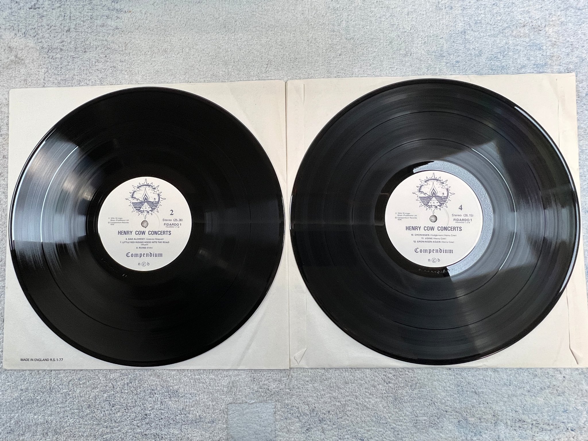 Omslagsbild för skivan HENRY COW concerts 2xLP -76 ncb COMPENDIUM FIDARDO 1  art rock