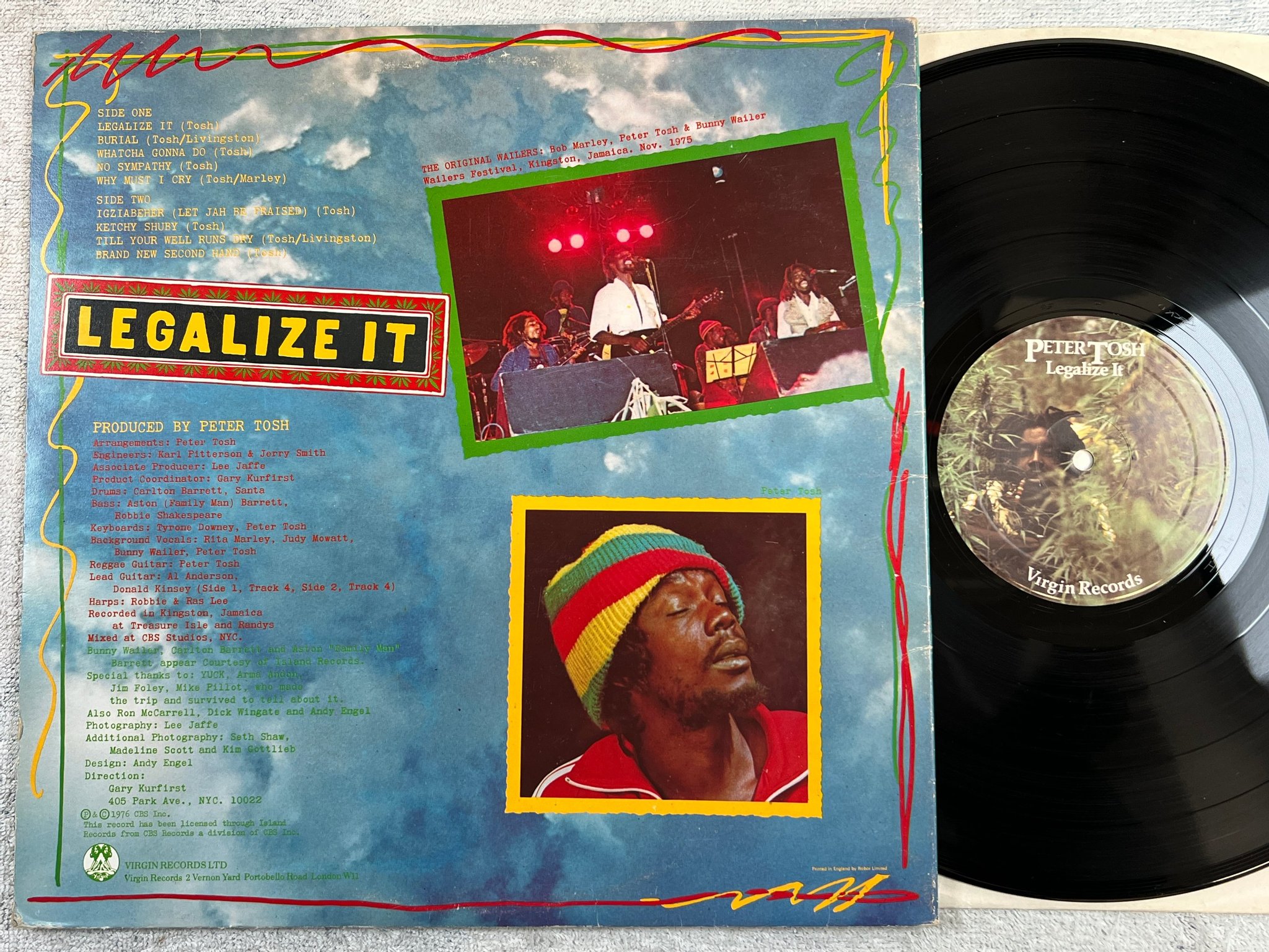 Omslagsbild för skivan PETER TOSH legalize it LP -76 UK VIRGIN V 2061 