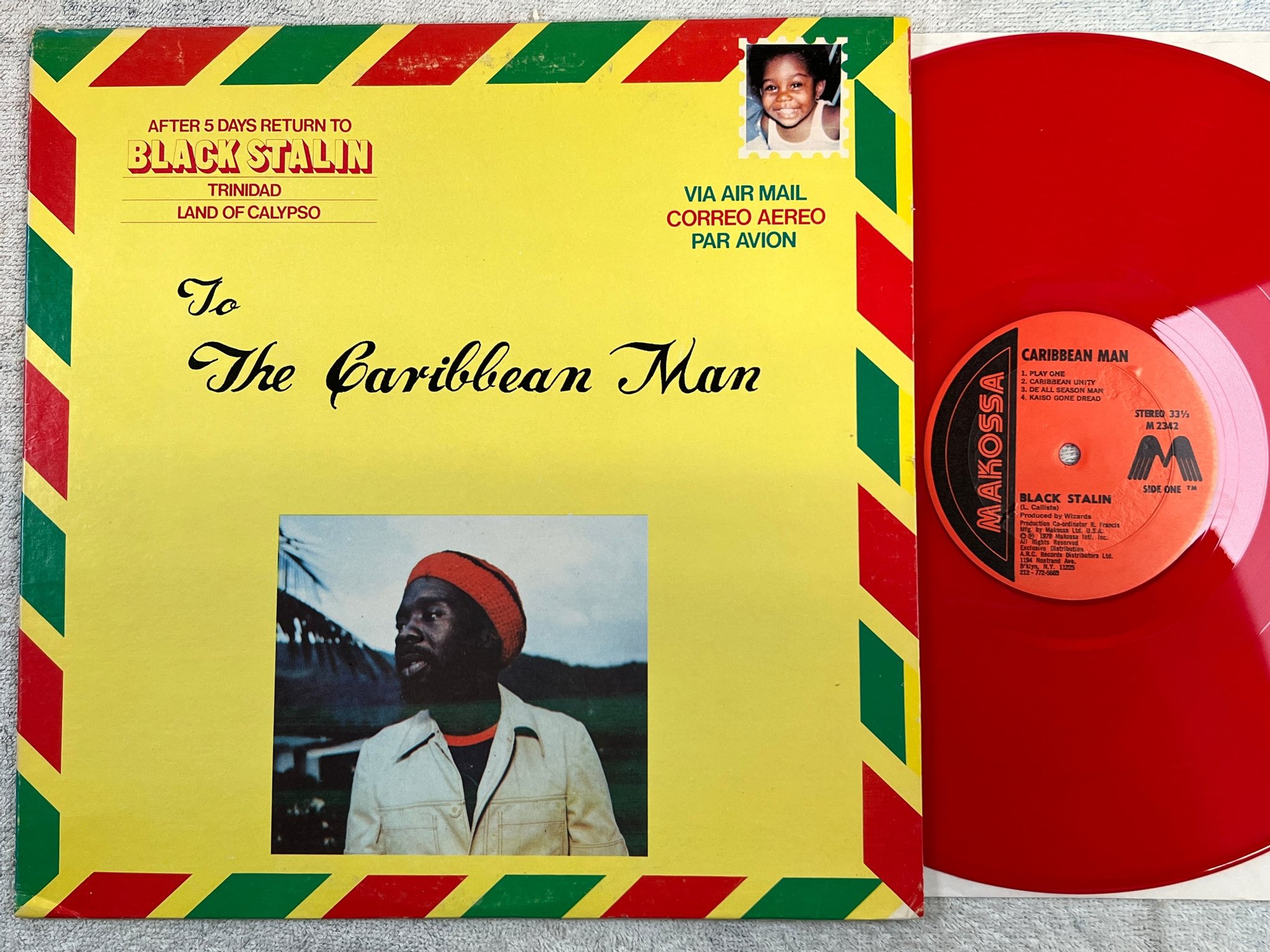 Omslagsbild för skivan BLACK STALIN Caribbean man LP -79 US MAKOSSA M 2342 red vinyl