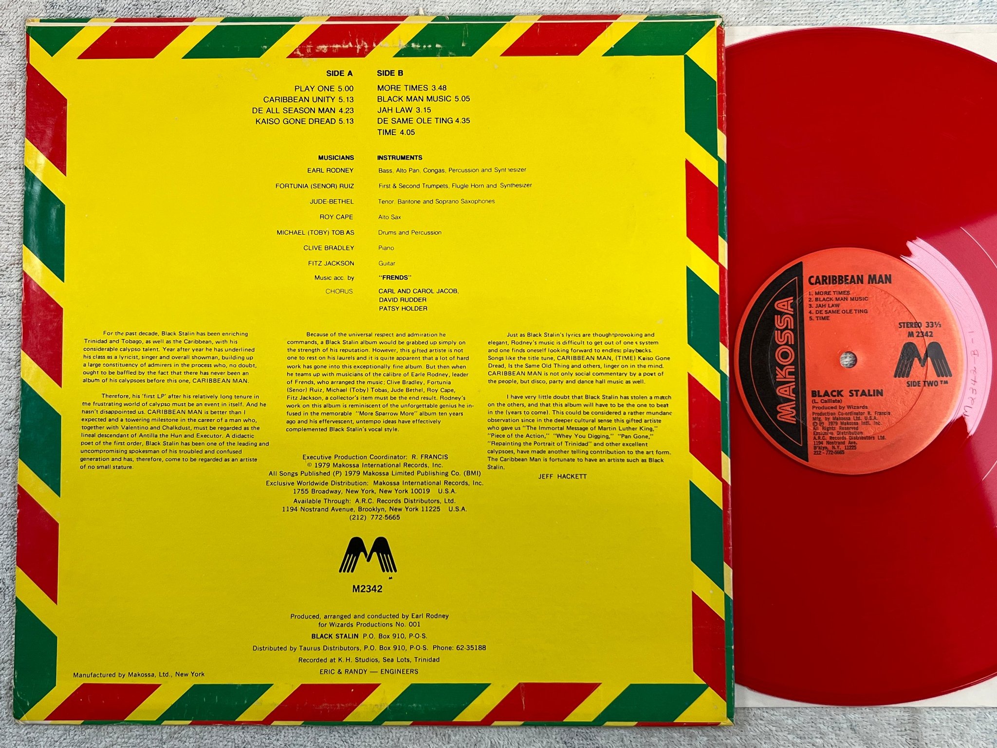Omslagsbild för skivan BLACK STALIN Caribbean man LP -79 US MAKOSSA M 2342 red vinyl