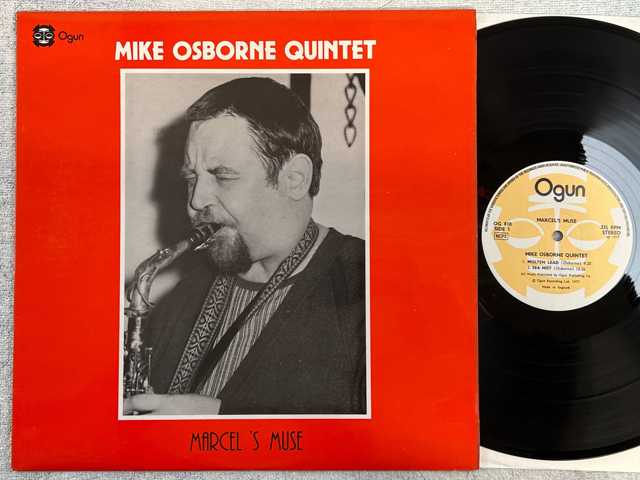 Omslagsbild för skivan MIKE OSBORNE QUINTET Marcel’s muse LP -77 UK OGUN OG 810 