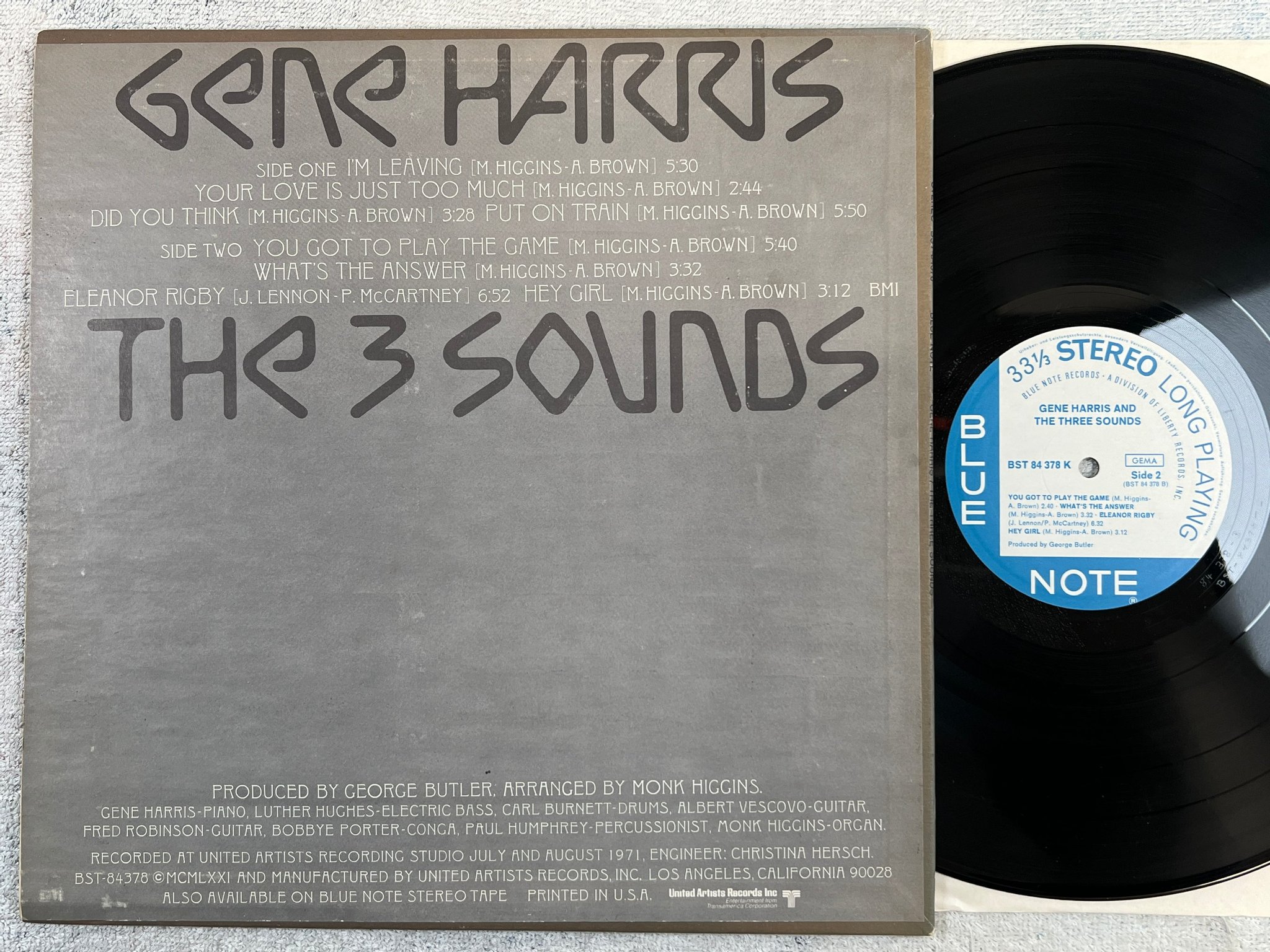 Omslagsbild för skivan GENE HARRIS AND THE THREE SOUNDS LP Fra BLUE NOTE BST 84 378 K 