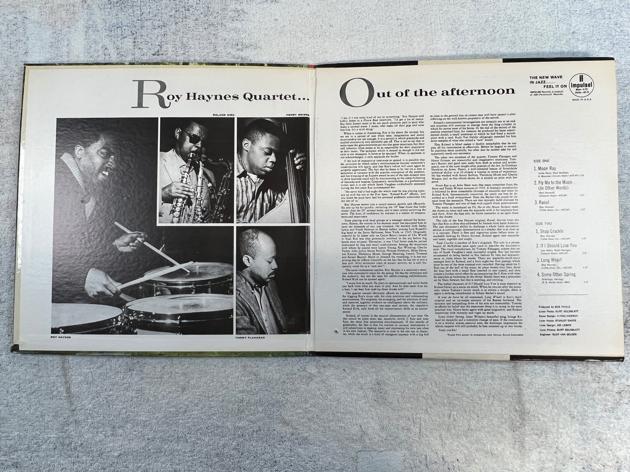 Omslagsbild för skivan ROY HAYNES QUARTET out of the afternoon LP US IMPULSE AS-23 