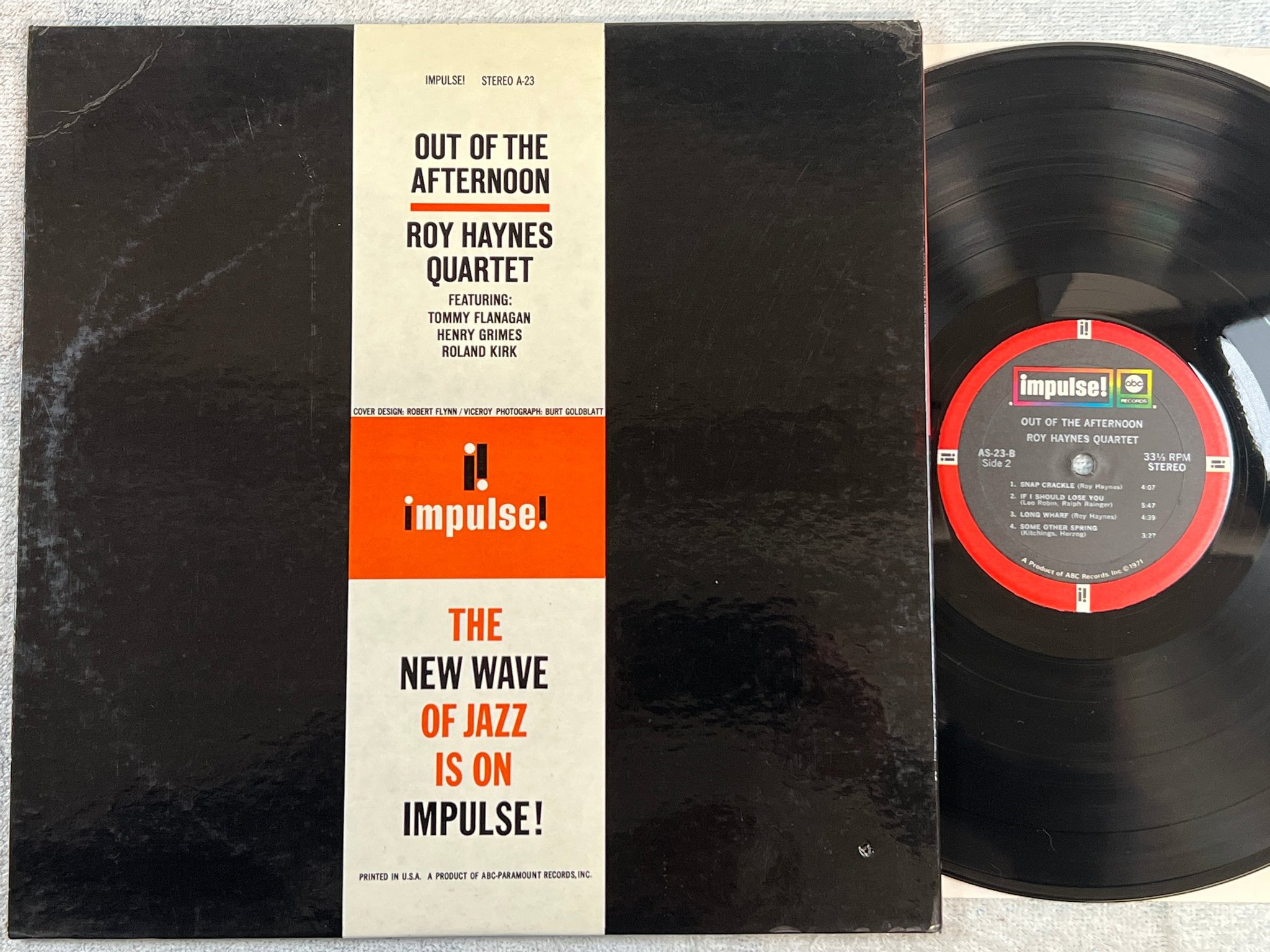 Omslagsbild för skivan ROY HAYNES QUARTET out of the afternoon LP US IMPULSE AS-23 
