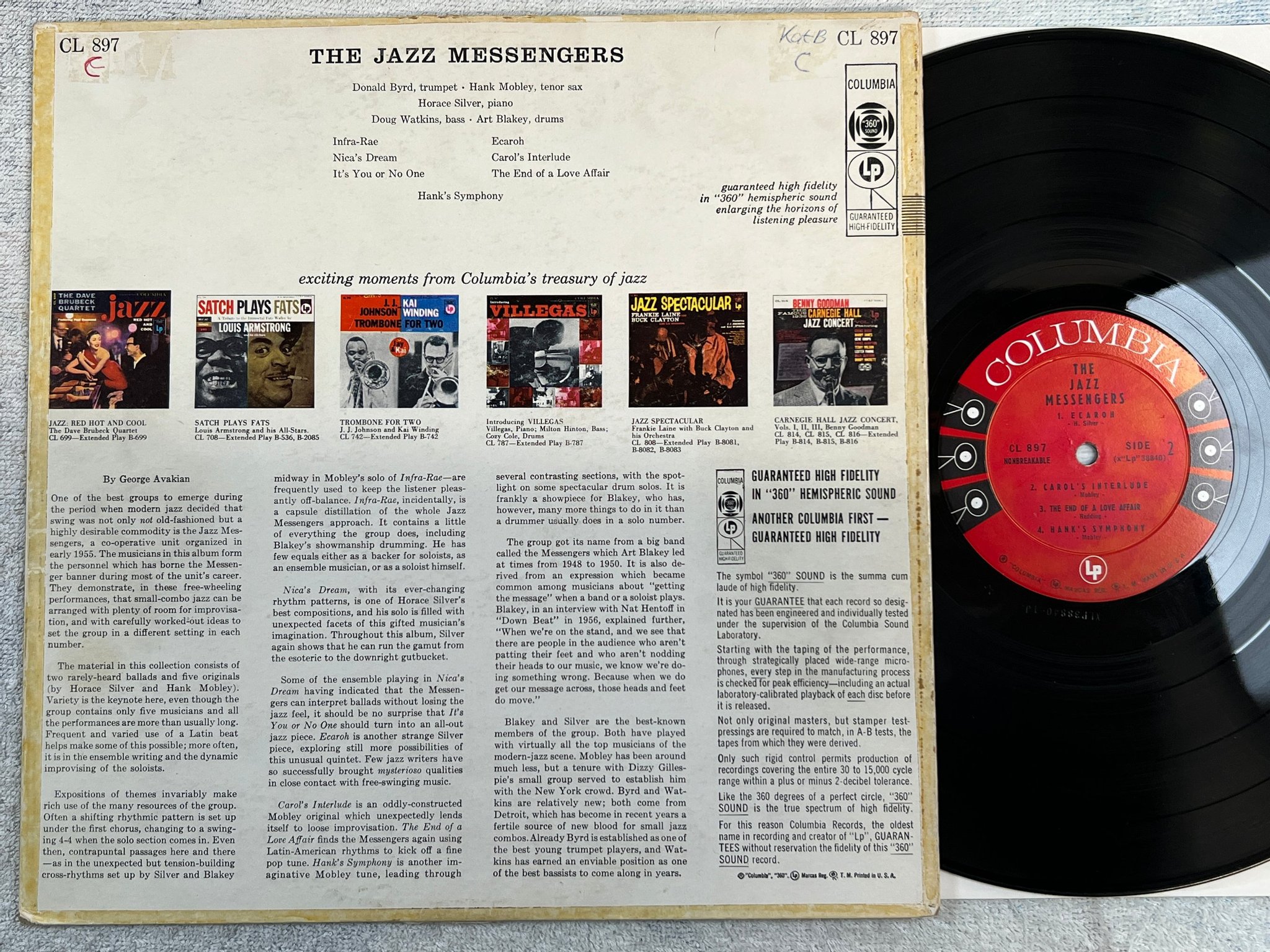 Omslagsbild för skivan THE JAZZ MESSENGERS s/t LP -56 US COLUMBIA CL 897 