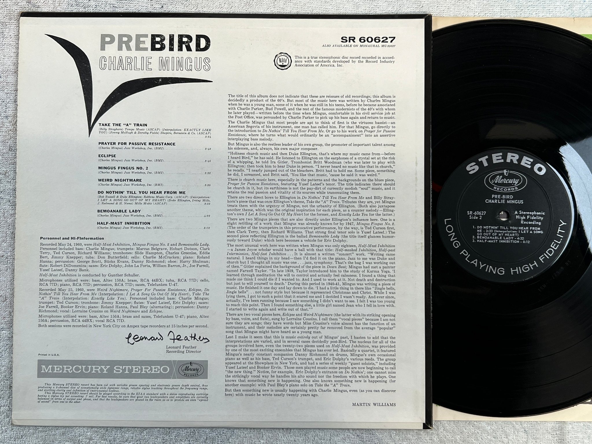 Omslagsbild för skivan CHARLES MINGUS pre-bird LP -61 US MERCURY SR 60627