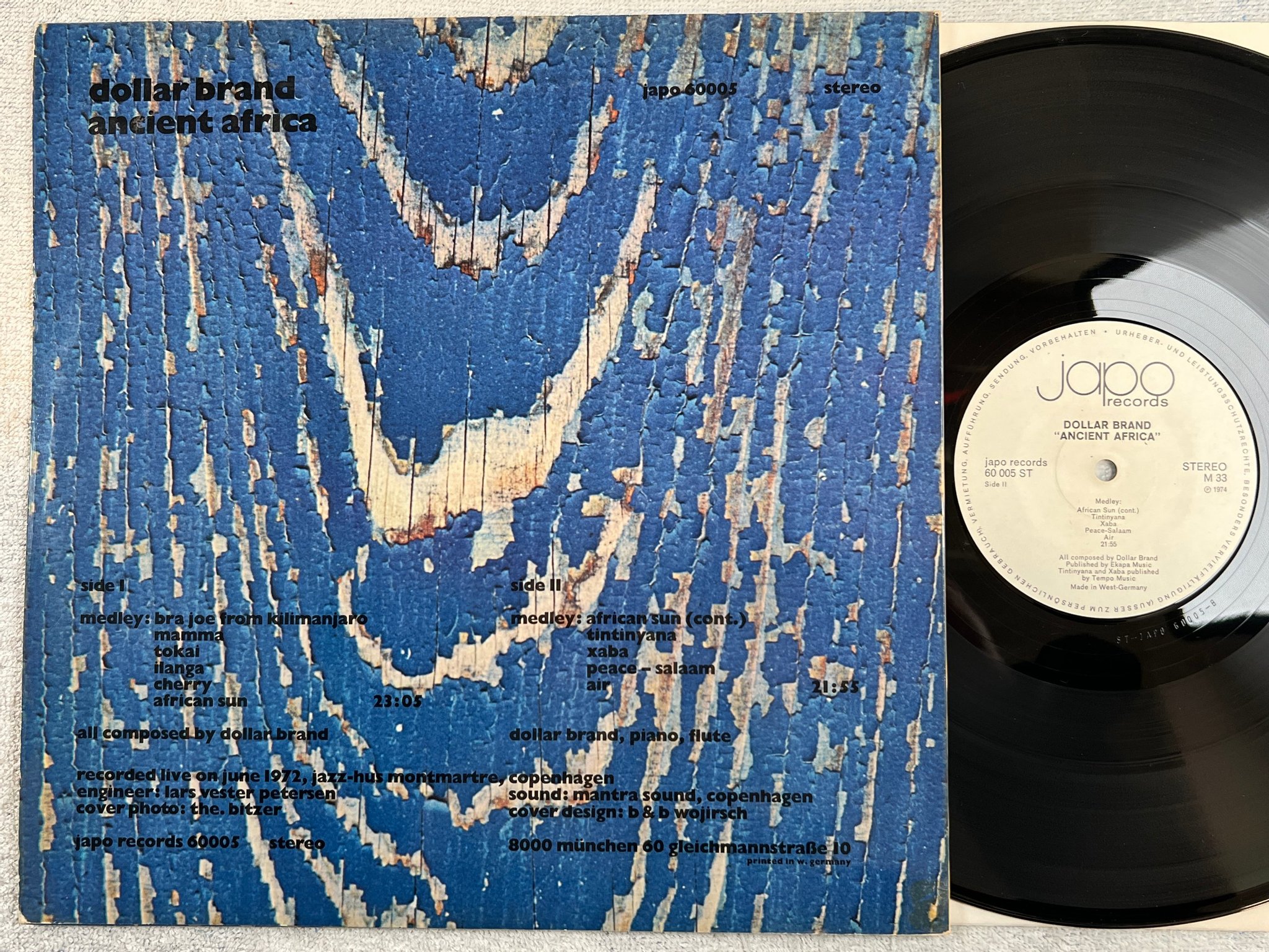 Omslagsbild för skivan DOLLAR BRAND ancient Africa LP -74 Ger JAPO 60005 ST