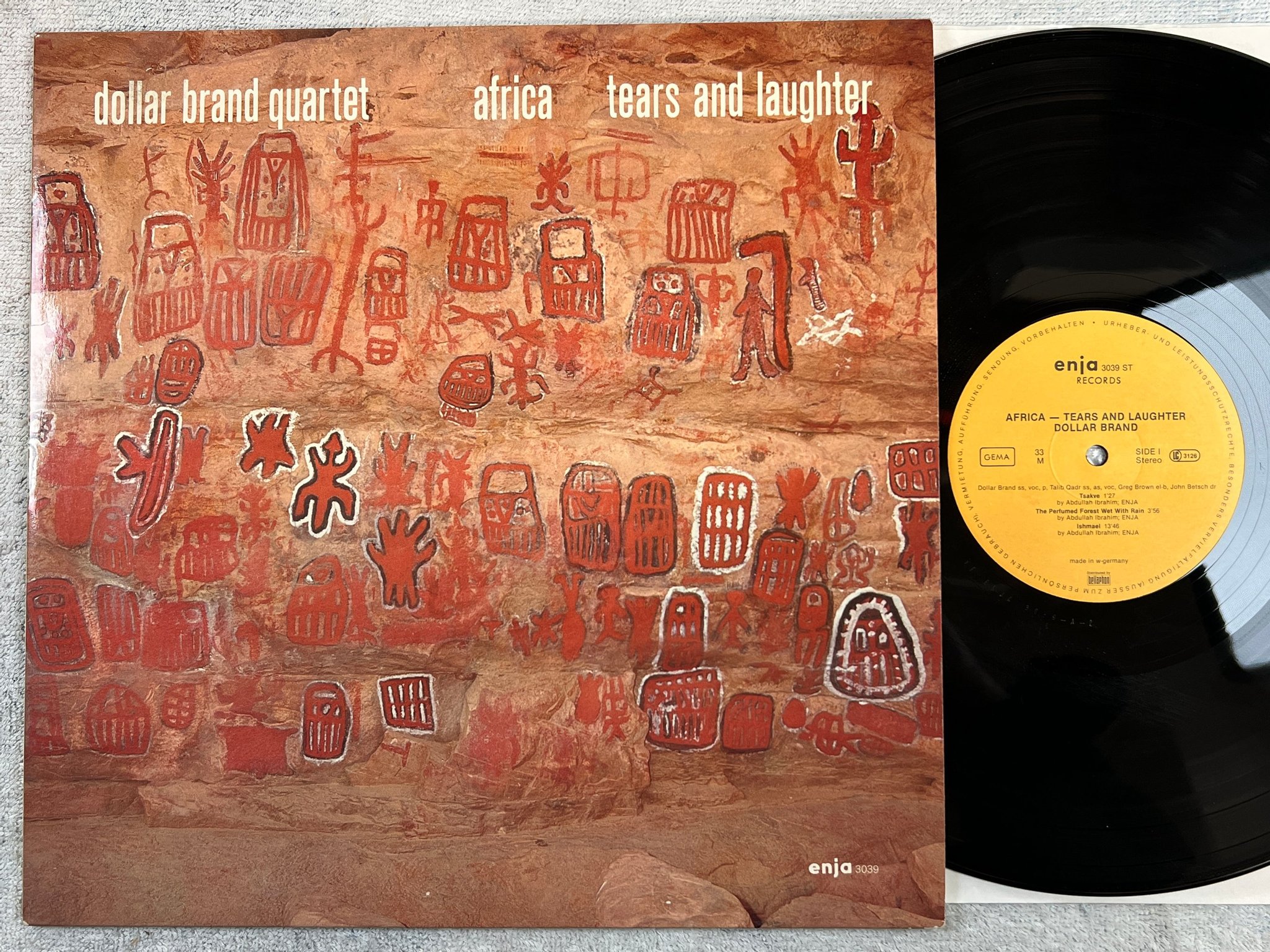 Omslagsbild för skivan DOLLAR BRAND Africa - tears and laughter LP -79 Ger ENJA 3039