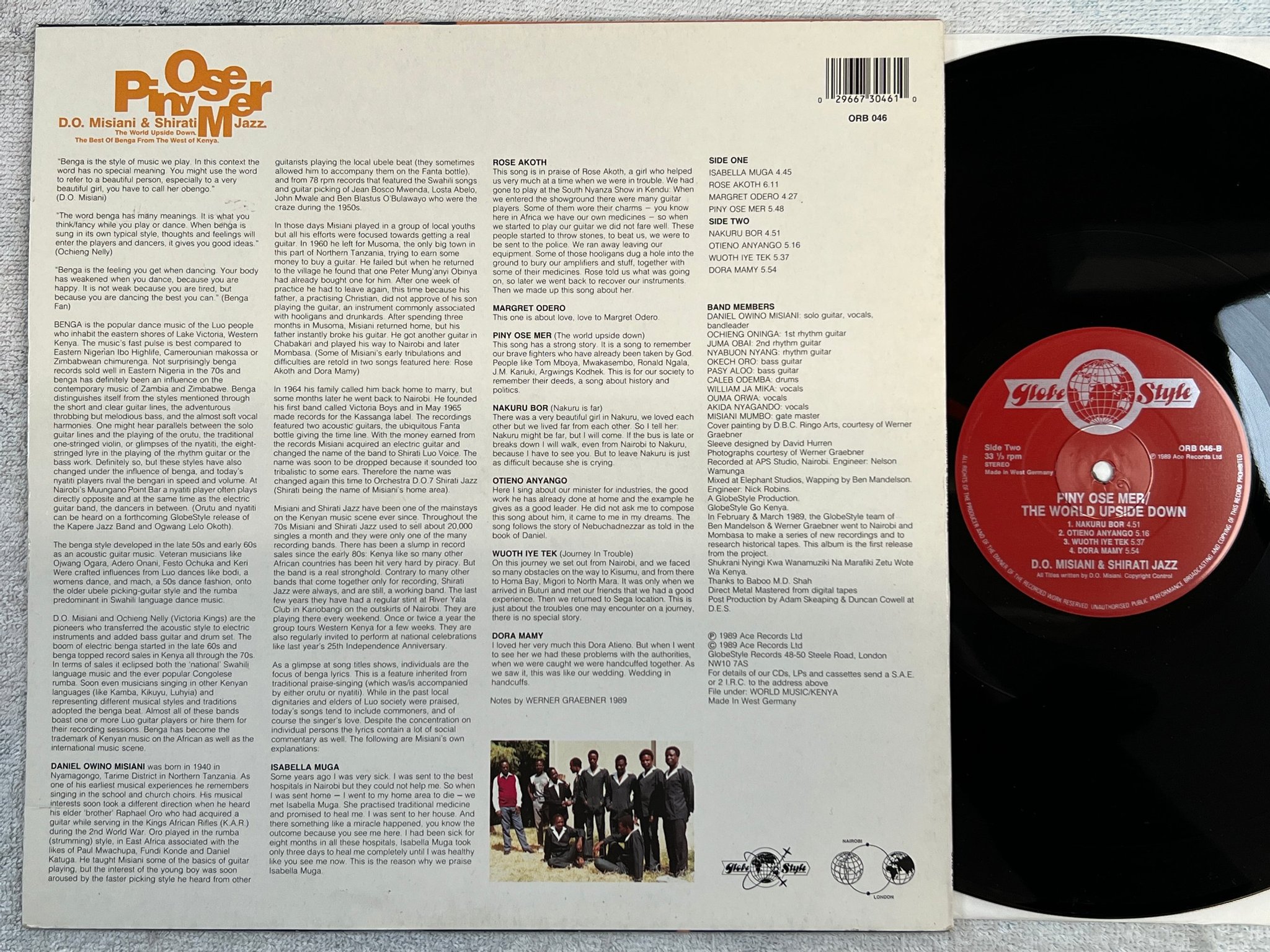 Omslagsbild för skivan D.O. MISIANI & SHIRATI JAZZ piny ose mer LP -89 Ger GLOBE STYLE ORB 046