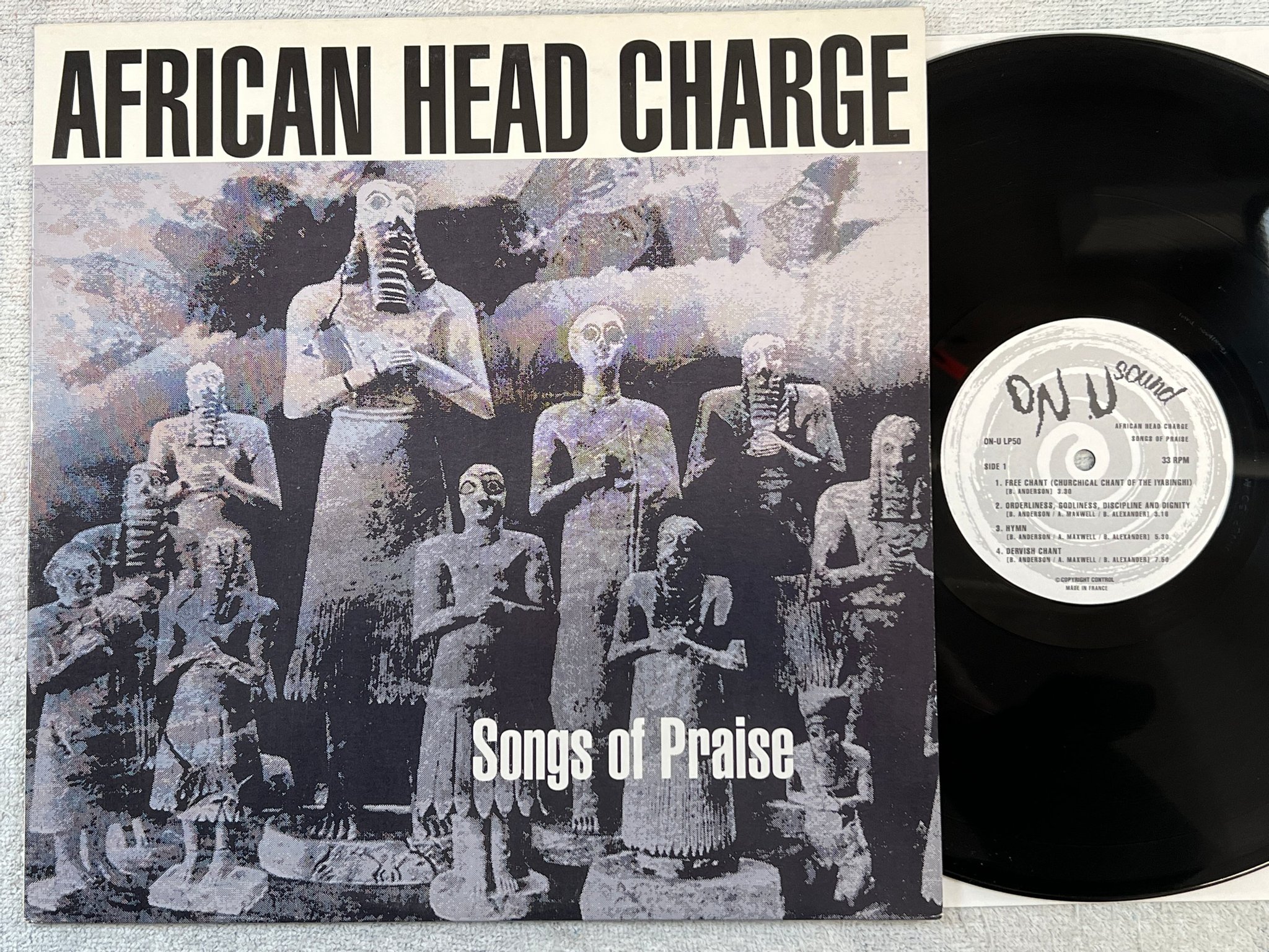 Omslagsbild för skivan AFRICAN HEAD CHARGE Songs Of Praise LP -90 UK ON-U LP50 dub reggae