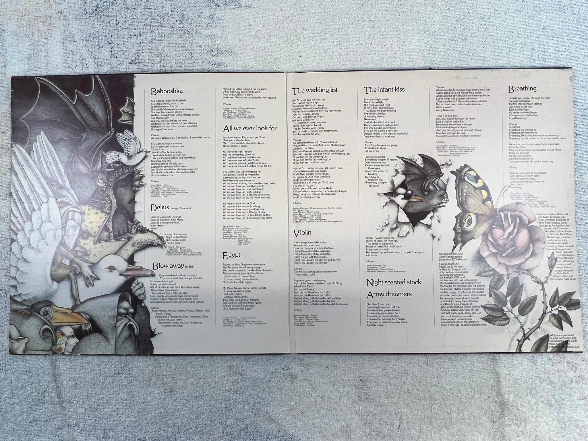 Omslagsbild för skivan KATE BUSH never for ever LP -80 EMI 7C 064-7339 "army dreamers"