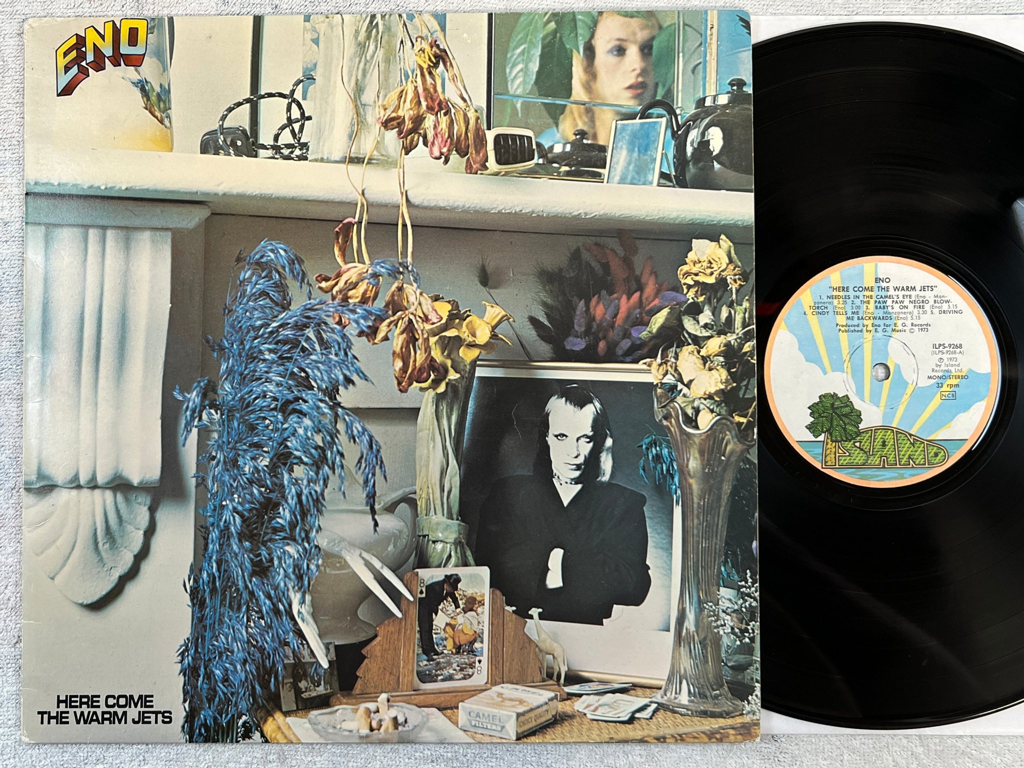 Omslagsbild för skivan ENO here come the warm jets LP -73 ncb ISLAND ILPS 9268
