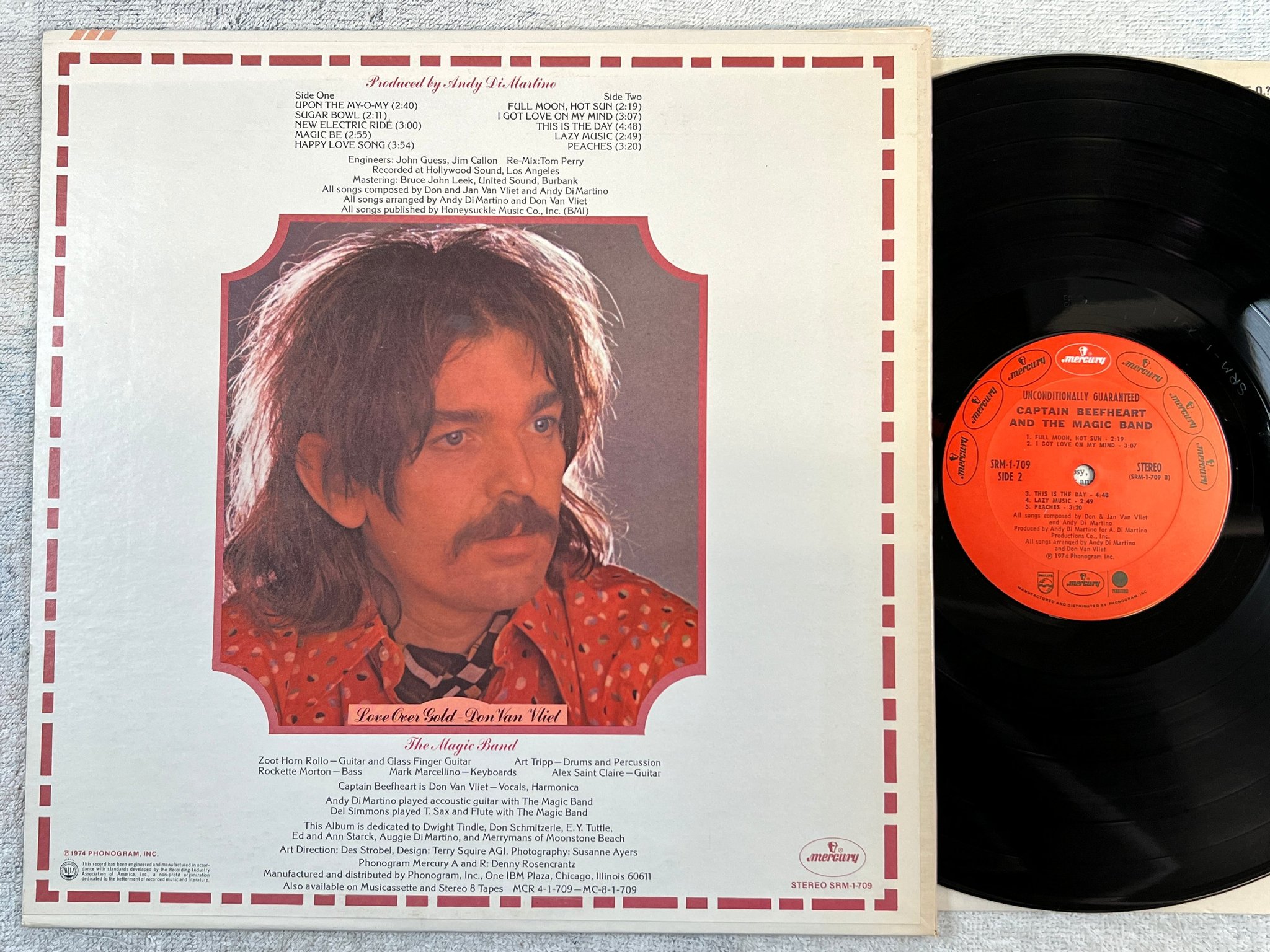 Omslagsbild för skivan CAPTAIN BEEFHEART unconditionally guaranteed LP -74 US MERCURY SRM-1-709