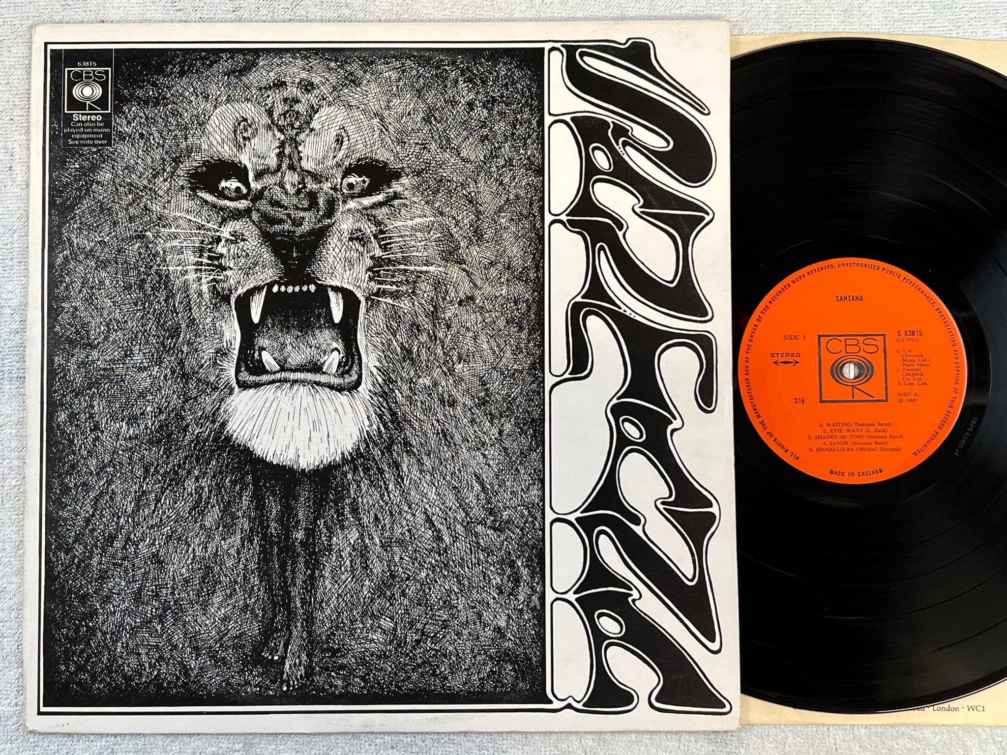 Omslagsbild för skivan SANTANA s/t LP  UK CBS S 63815 "evil ways"