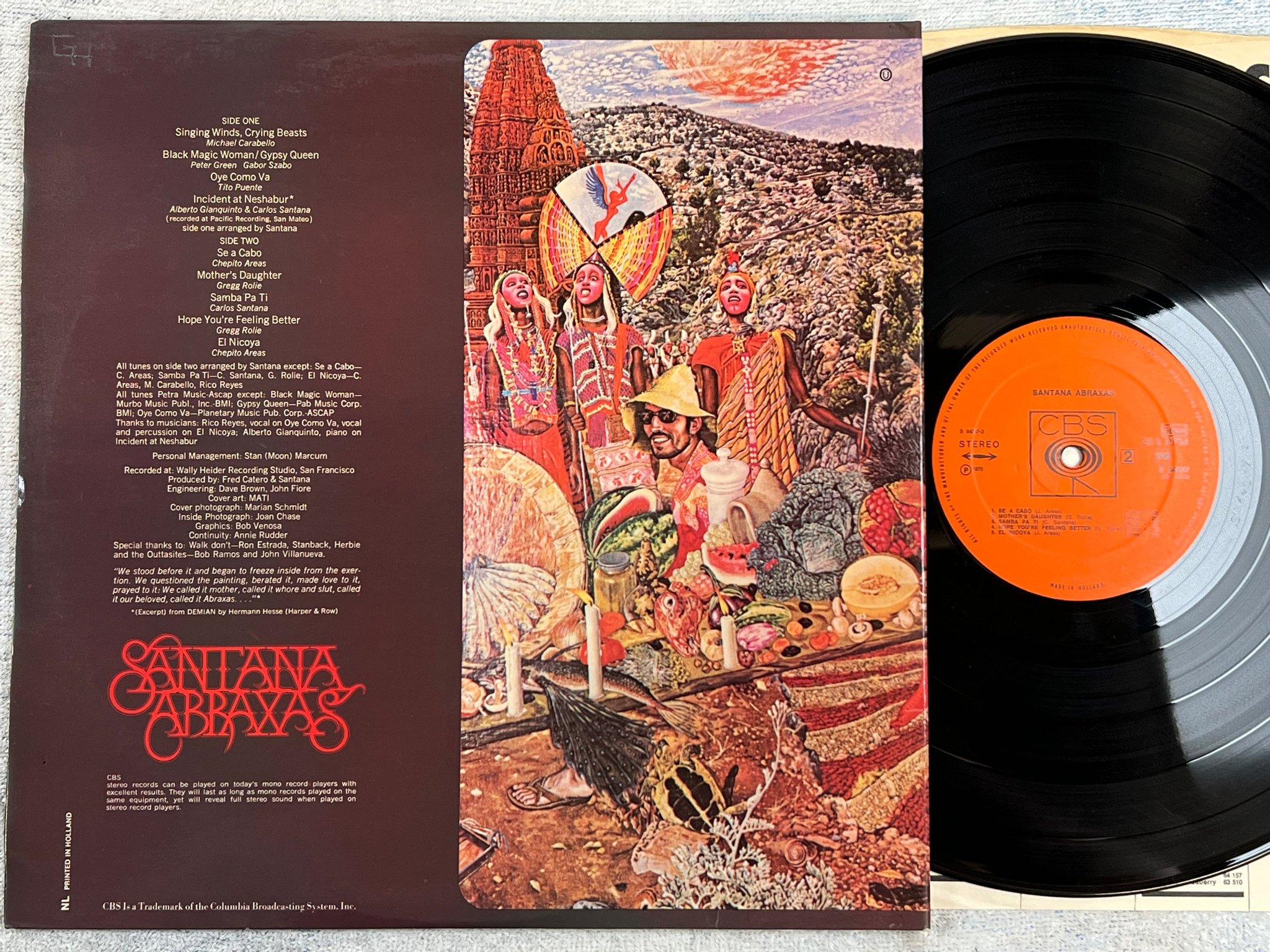 Omslagsbild för skivan SANTANA abraxas LP -70 Hol CBS S 64087