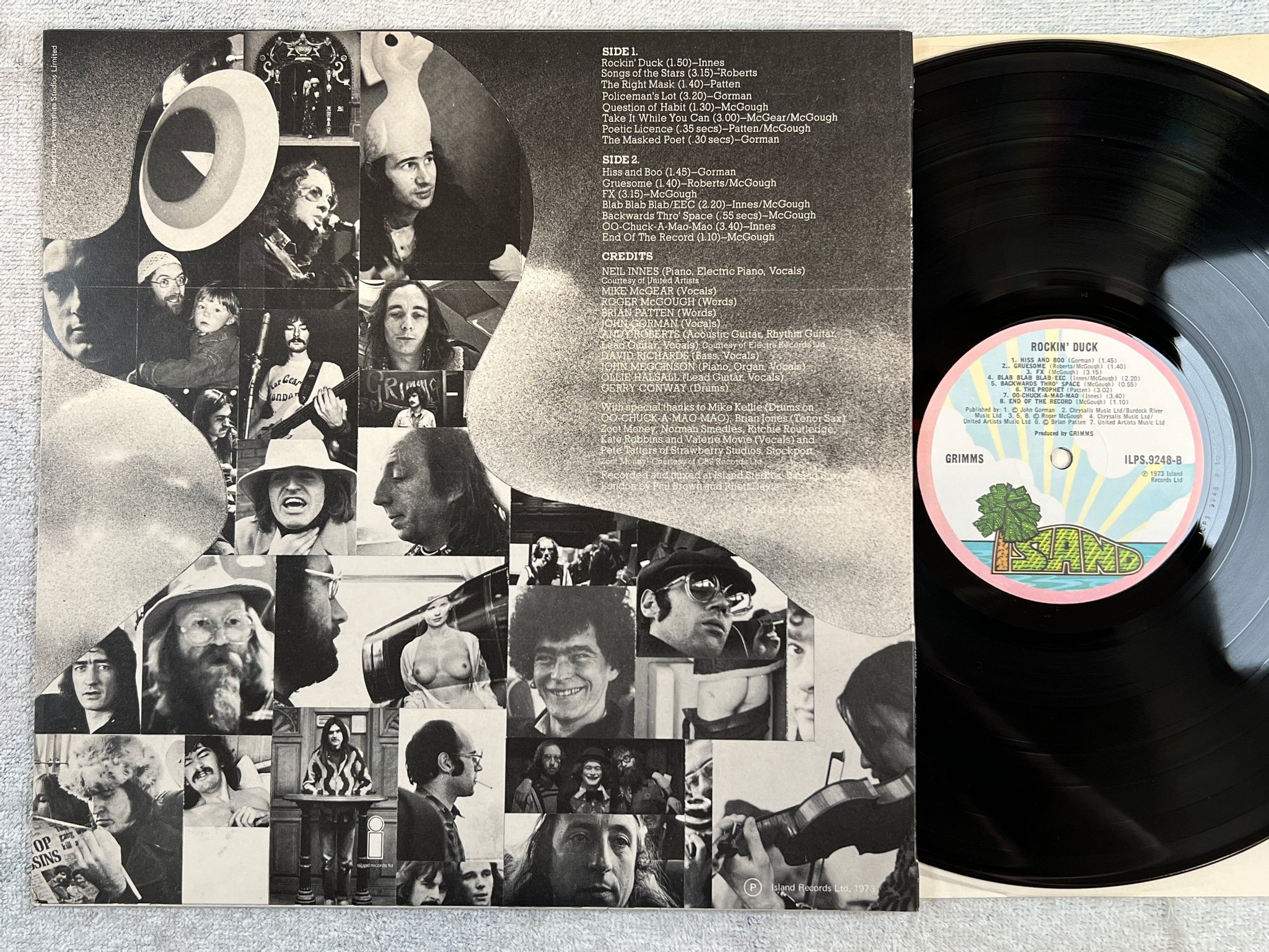 Omslagsbild för skivan GRIMMS rockin' duck LP -73 UK ISLAND ILPS 9248