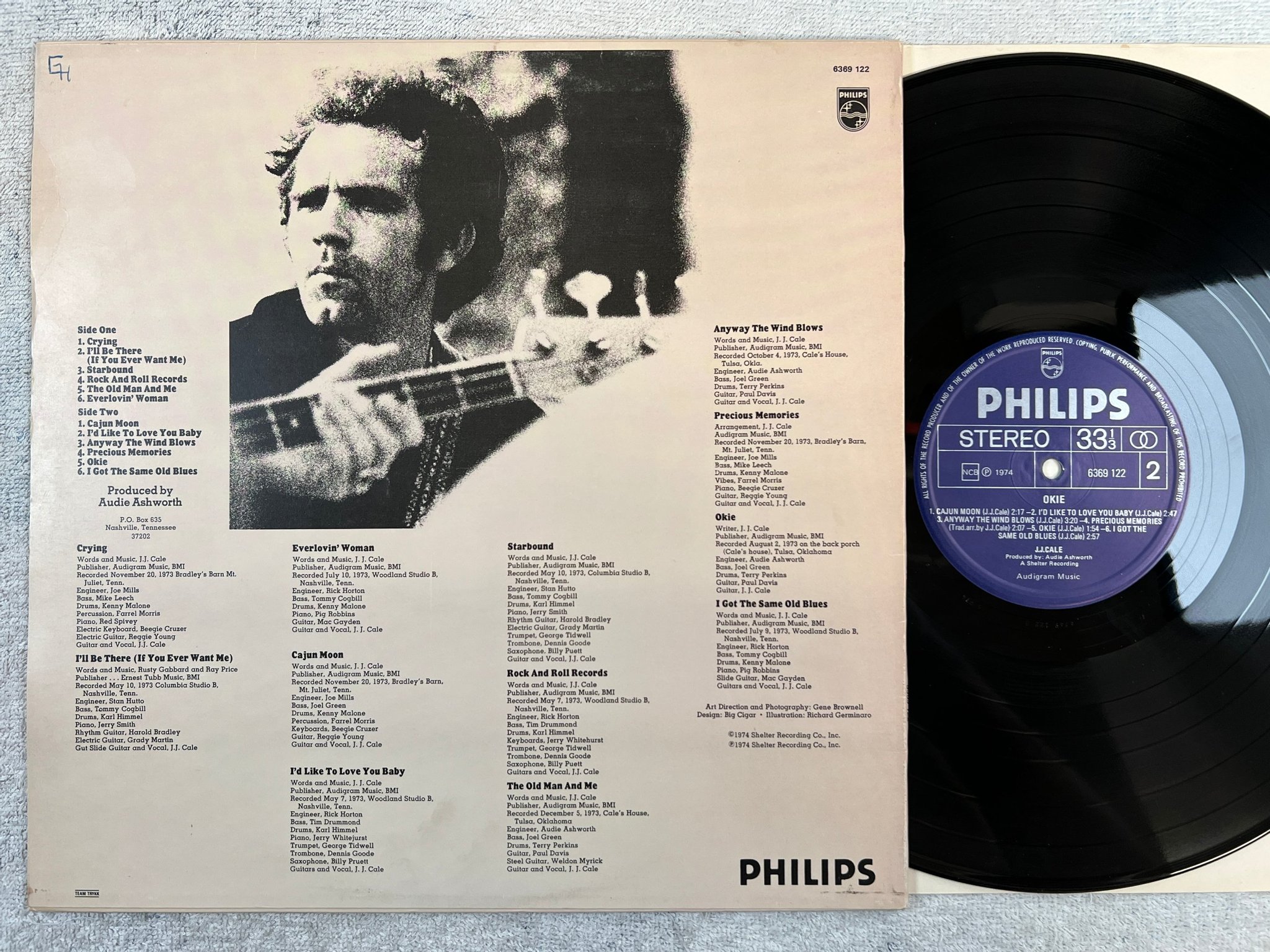 Omslagsbild för skivan JJ CALE Okie LP -74 Hol PHILIPS 6369 122