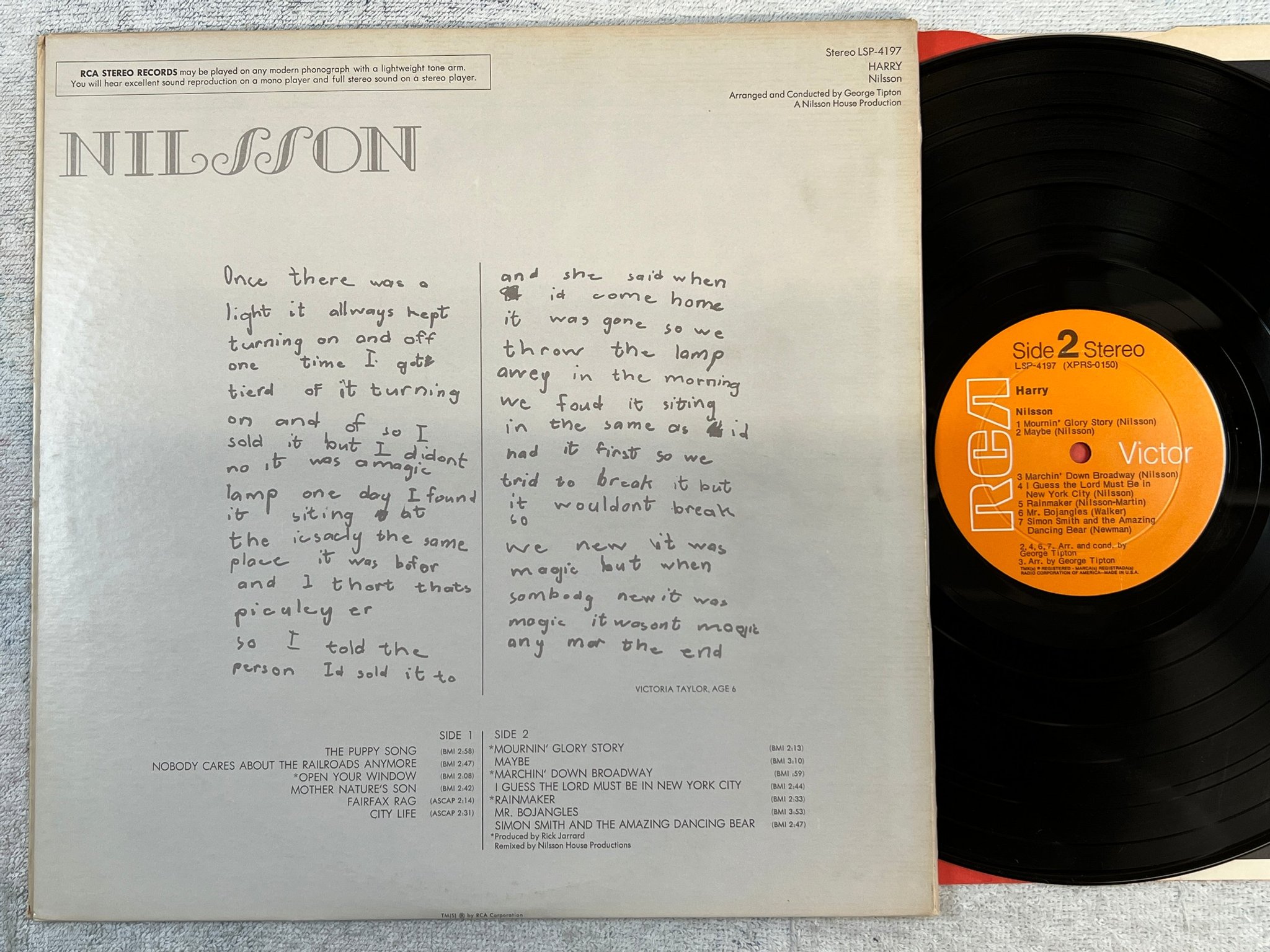 Omslagsbild för skivan NILSSON Harry LP -69 US RCA LSP-4197 