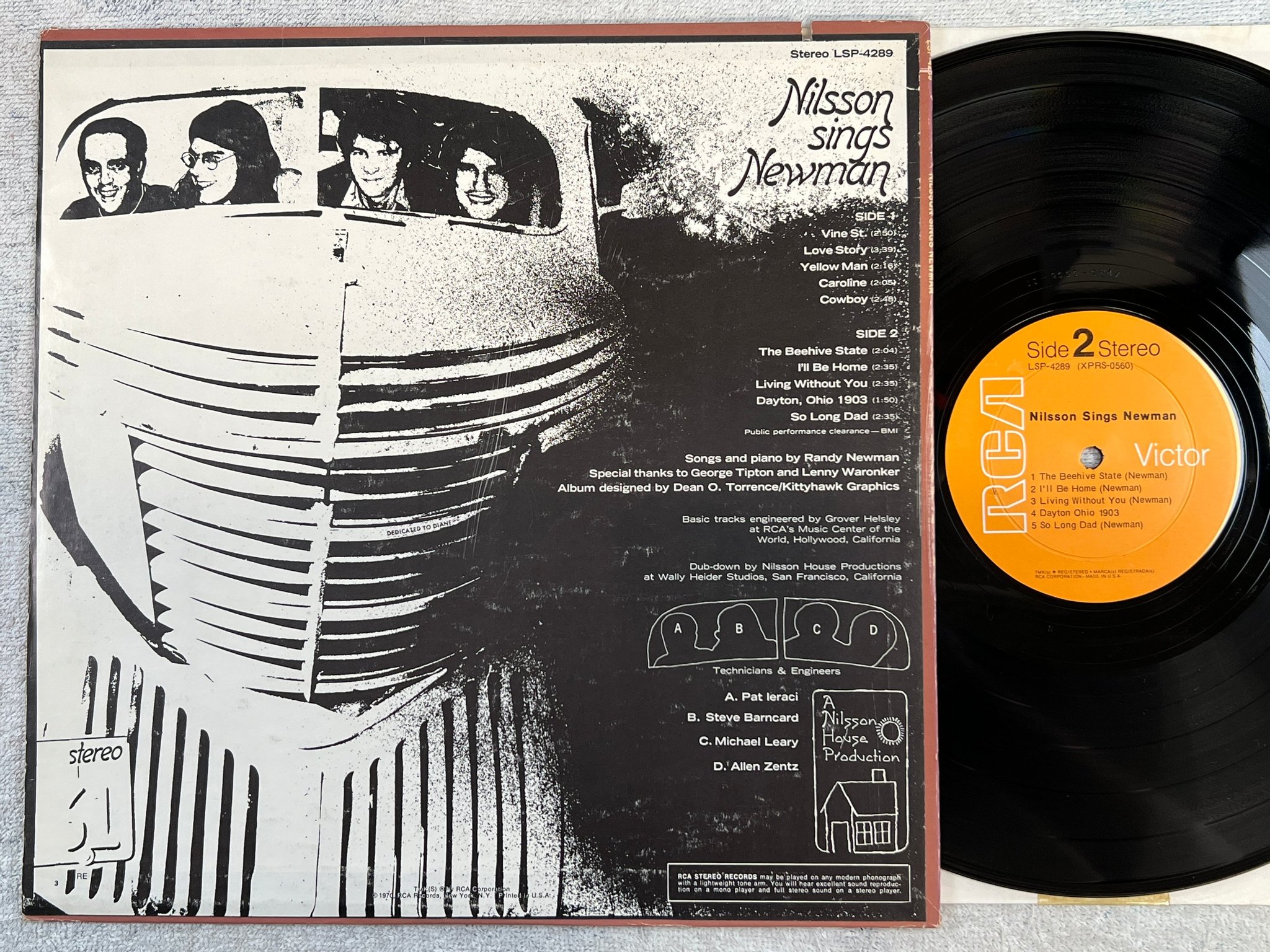 Omslagsbild för skivan NILSSON sings Newman LP -70 US RCA LSP-4289