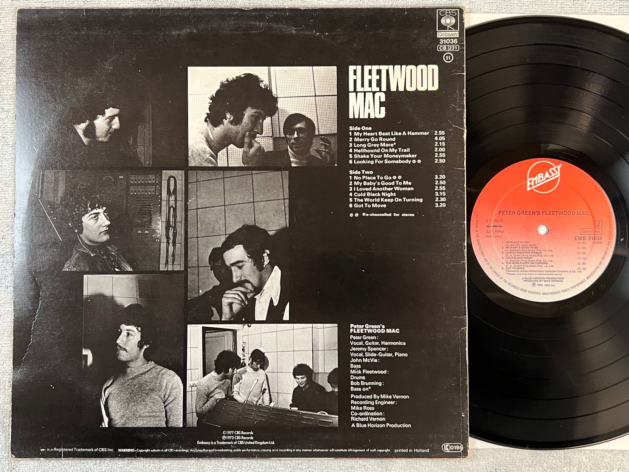 Omslagsbild för skivan PETER GREEN'S FLEETWOOD MAC LP re Hol EMBASSY EMB 31036