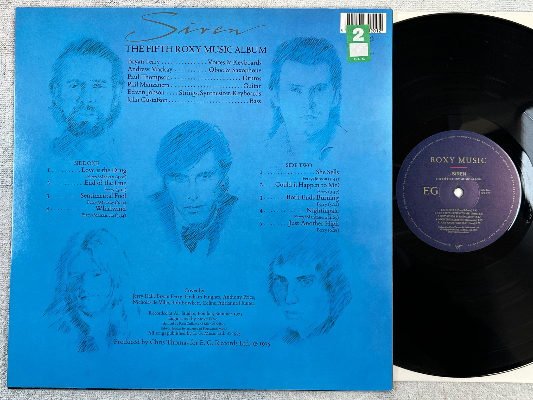 Omslagsbild för skivan ROXY MUSIC siren LP re UK EG EGLP 20