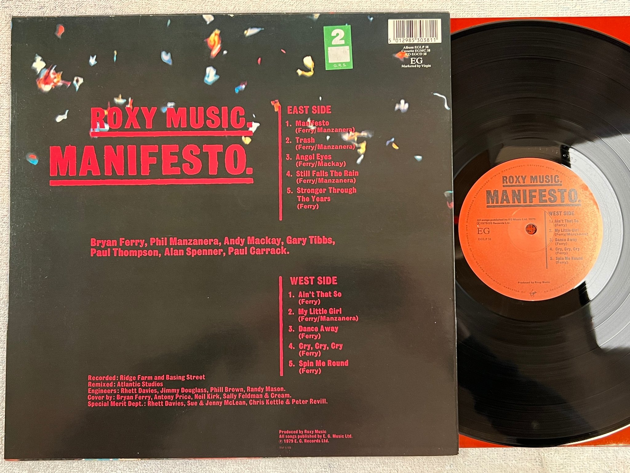Omslagsbild för skivan ROXY MUSIC manifesto LP -79 EG EGLP 38