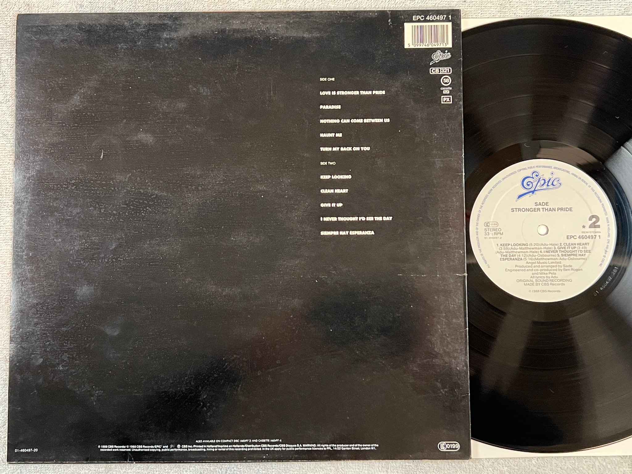 Omslagsbild för skivan SADE stronger than pride LP -88 Hol EPIC EPC 460497 1