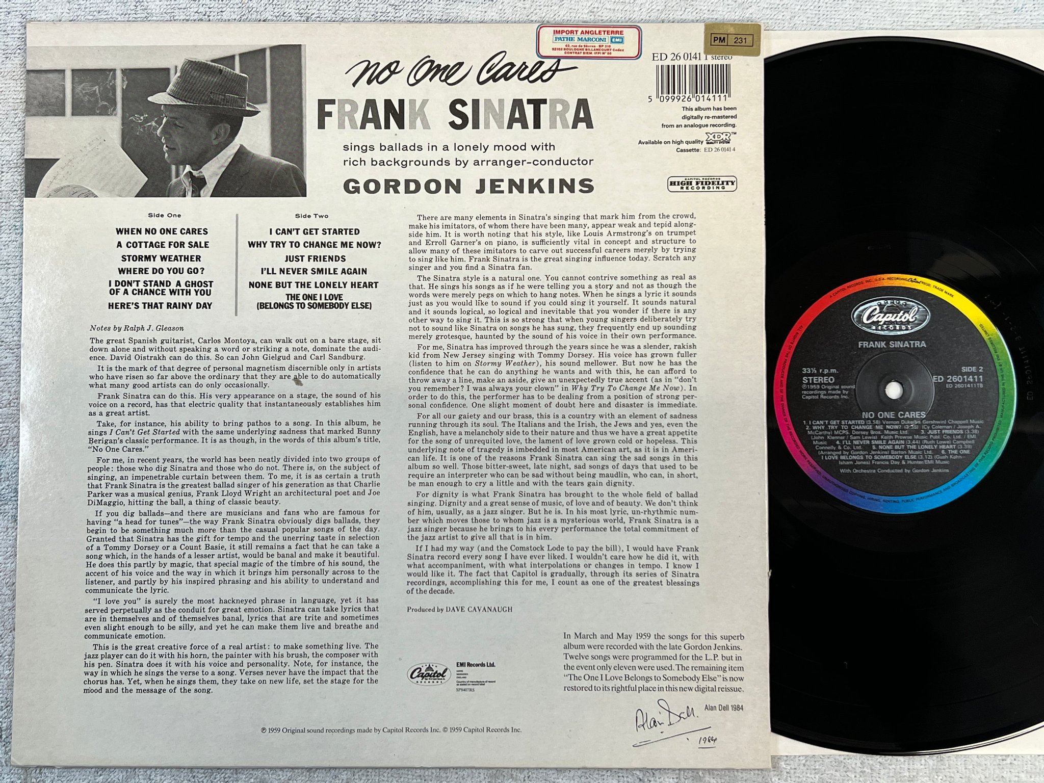 Omslagsbild för skivan FRANK SINATRA no one cares LP re CAPITOL ED 2601411