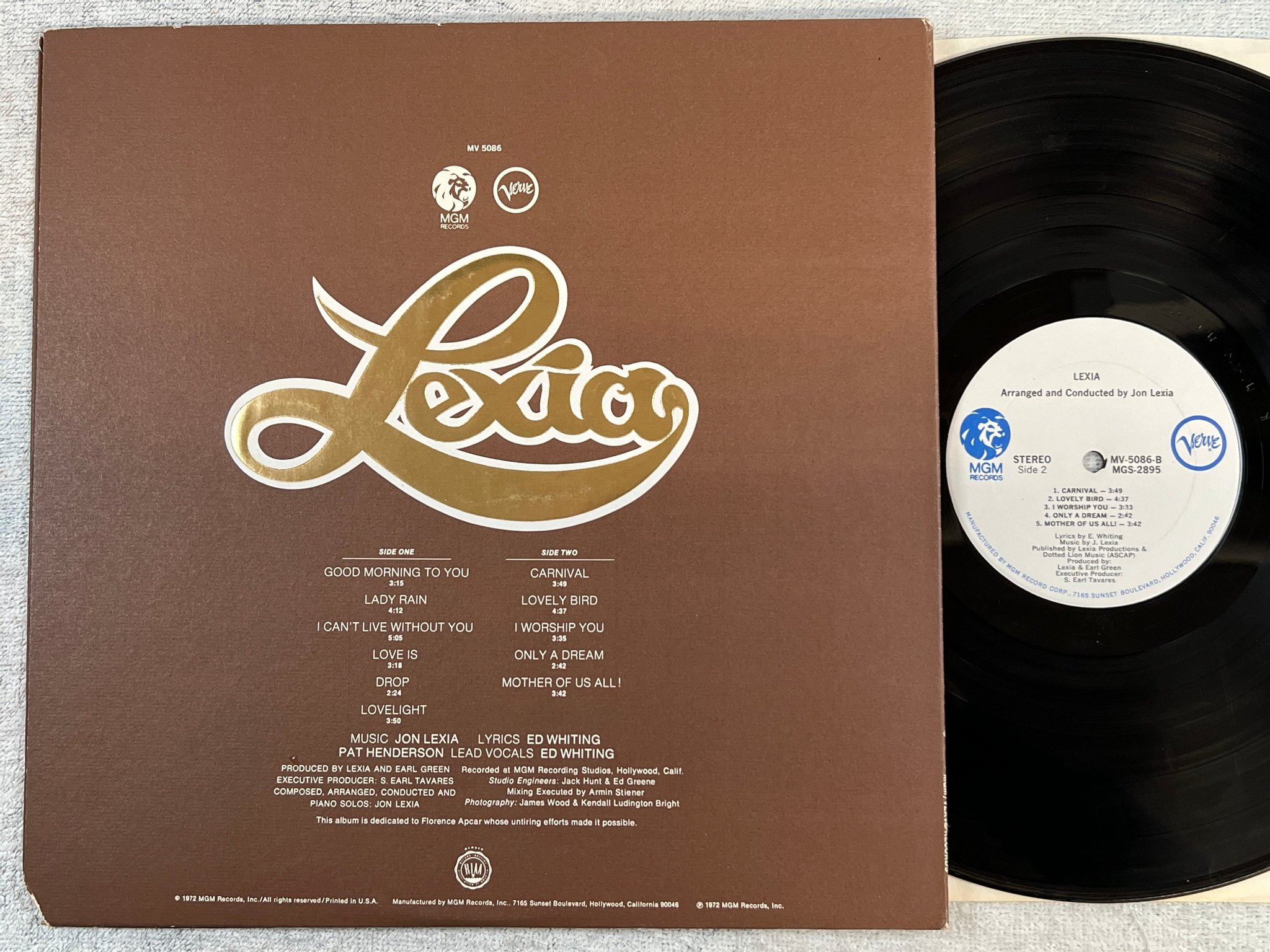 Omslagsbild för skivan LEXIA s/t LP -72 US MGM / VERVE MV 5086 soulful rock