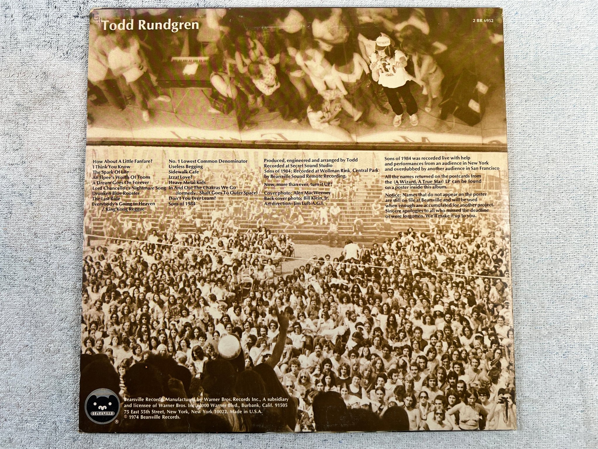 Omslagsbild för skivan TODD RUNDGREN Todd 2xLP -74 US BEARSVILLE SBR 6952