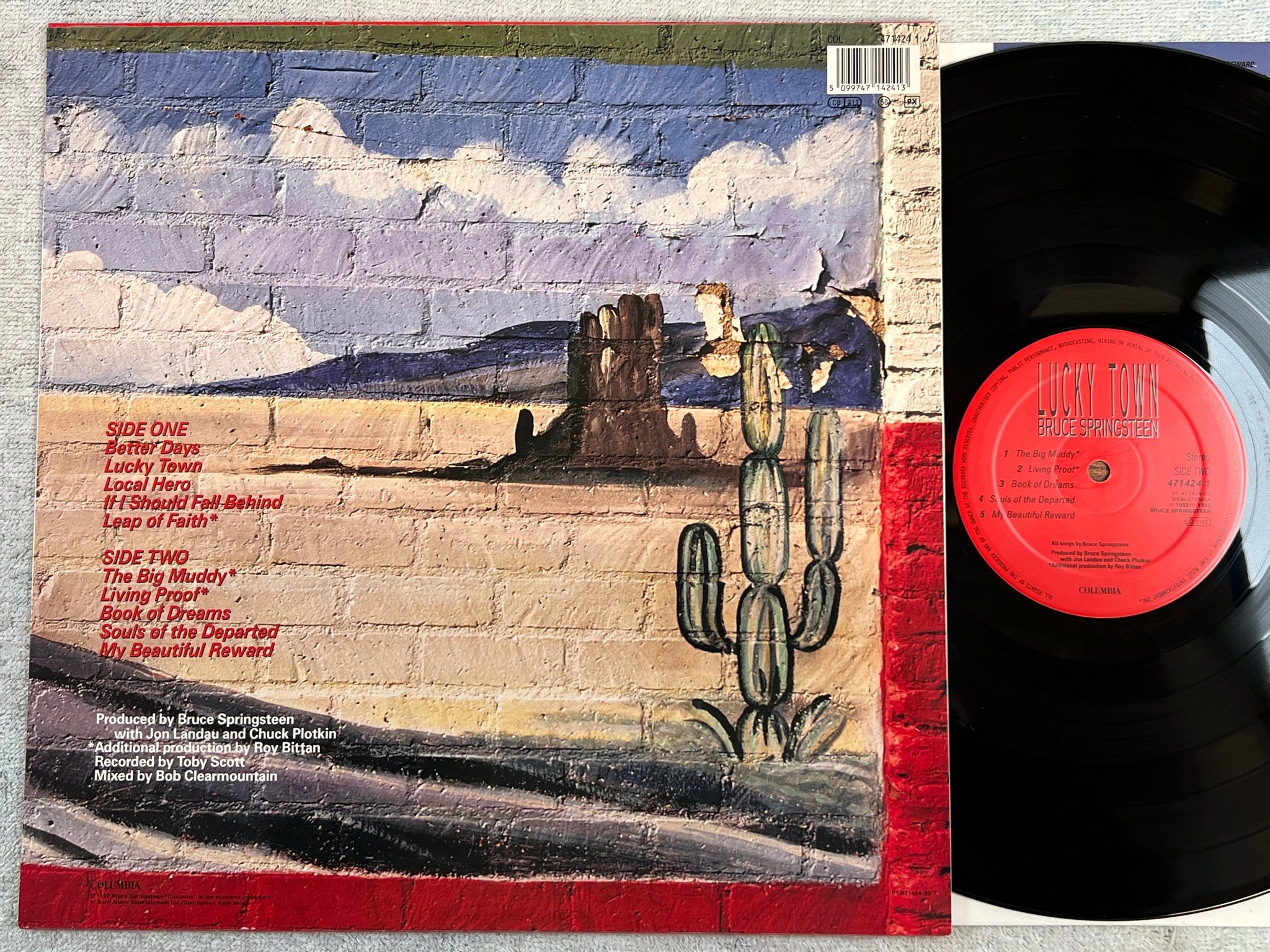 Omslagsbild för skivan BRUCE SPRINGSTEEN lucky town LP -92 Hol CBS 471424 1