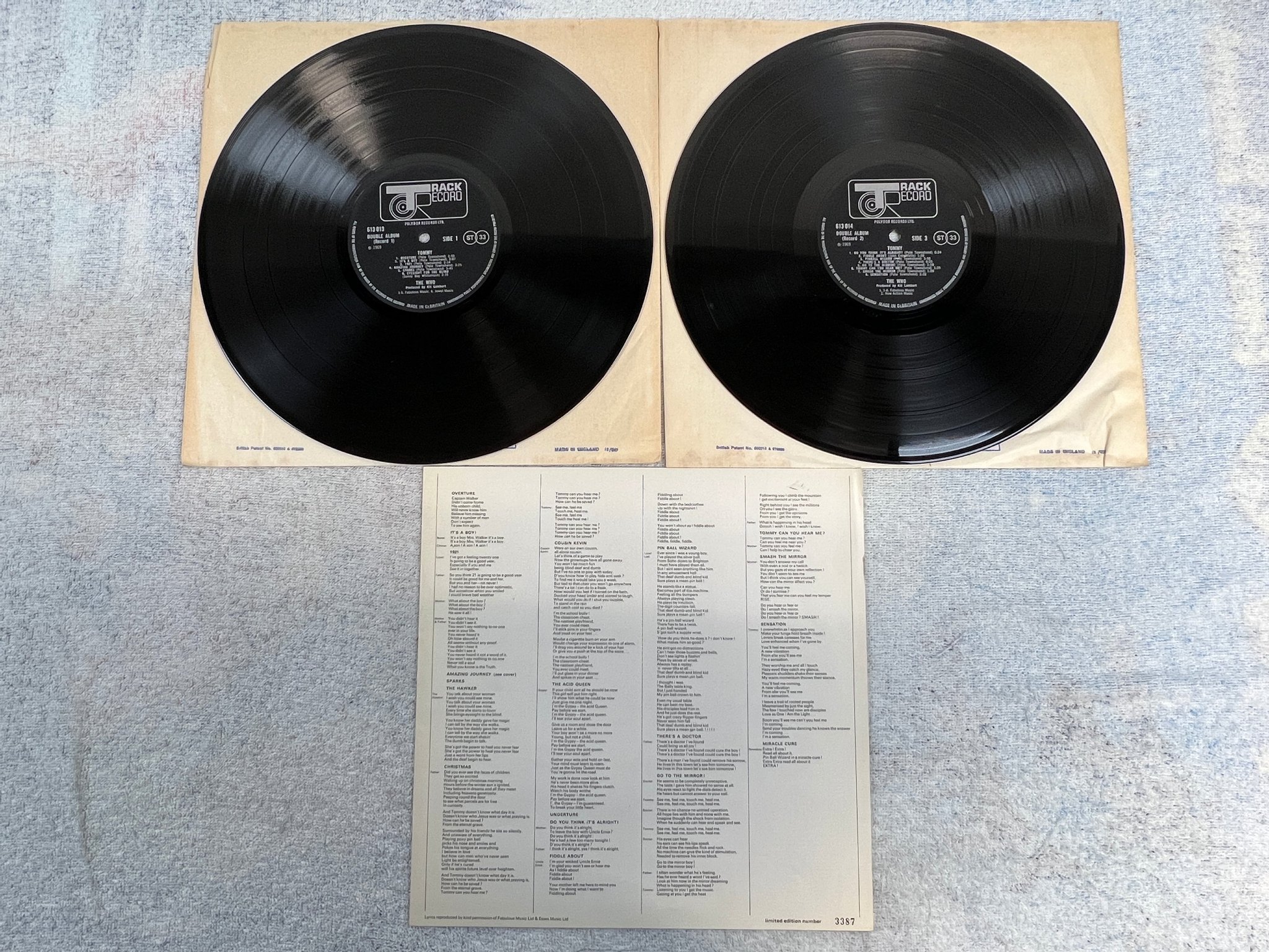Omslagsbild för skivan THE WHO Tommy 2xLP -69 UK TRACK 613 013 LTD #3387