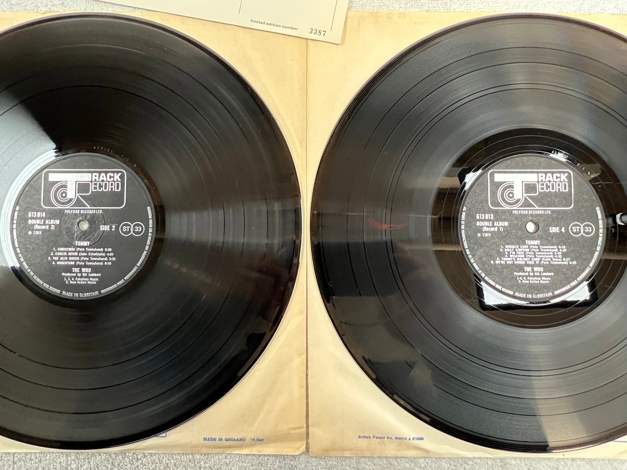 Omslagsbild för skivan THE WHO Tommy 2xLP -69 UK TRACK 613 013 LTD #3387