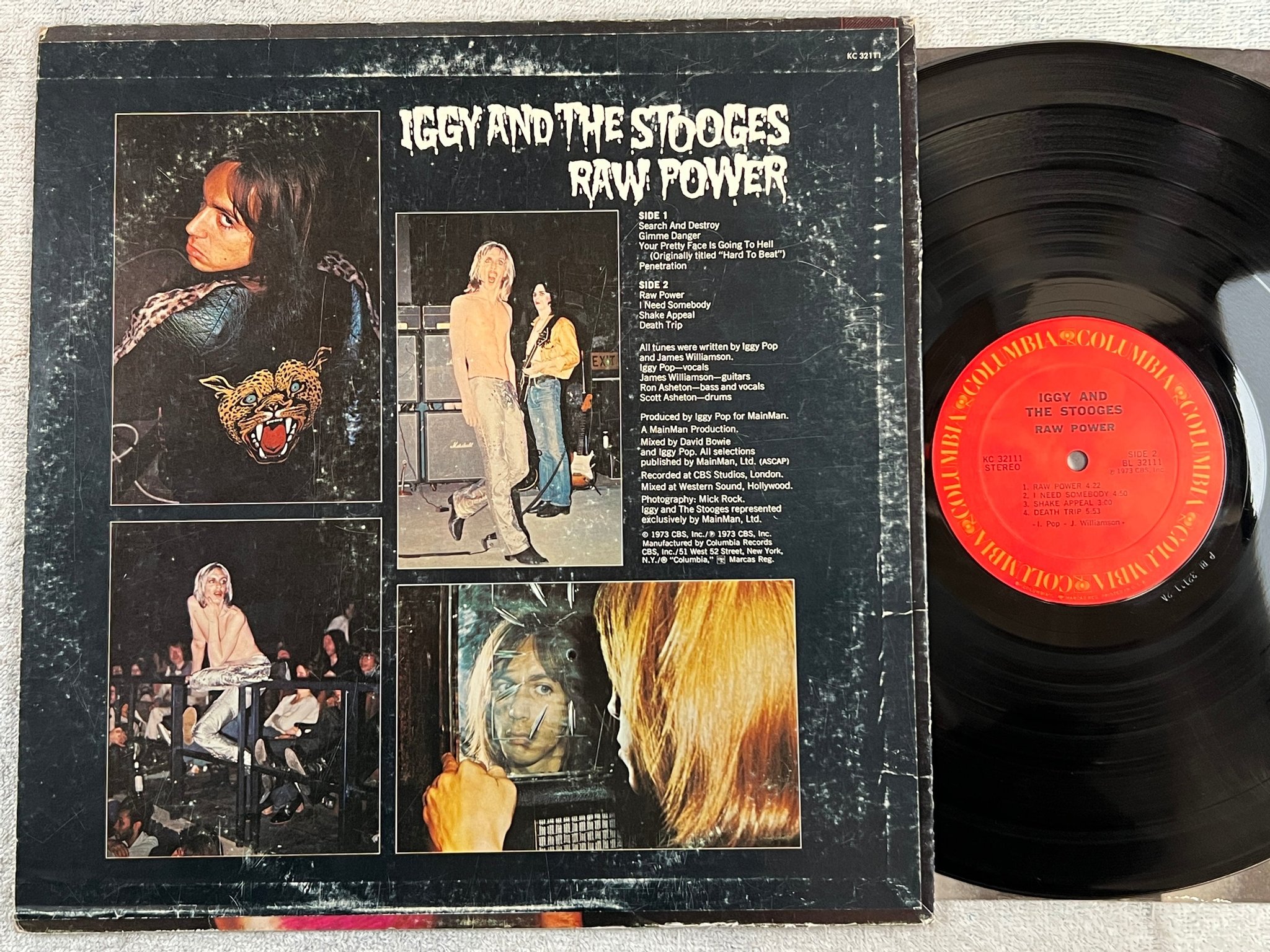 Omslagsbild för skivan IGGY POP AND THE STOOGES raw power LP -73 US COLUMBIA KC 32111 1st press * RARE 