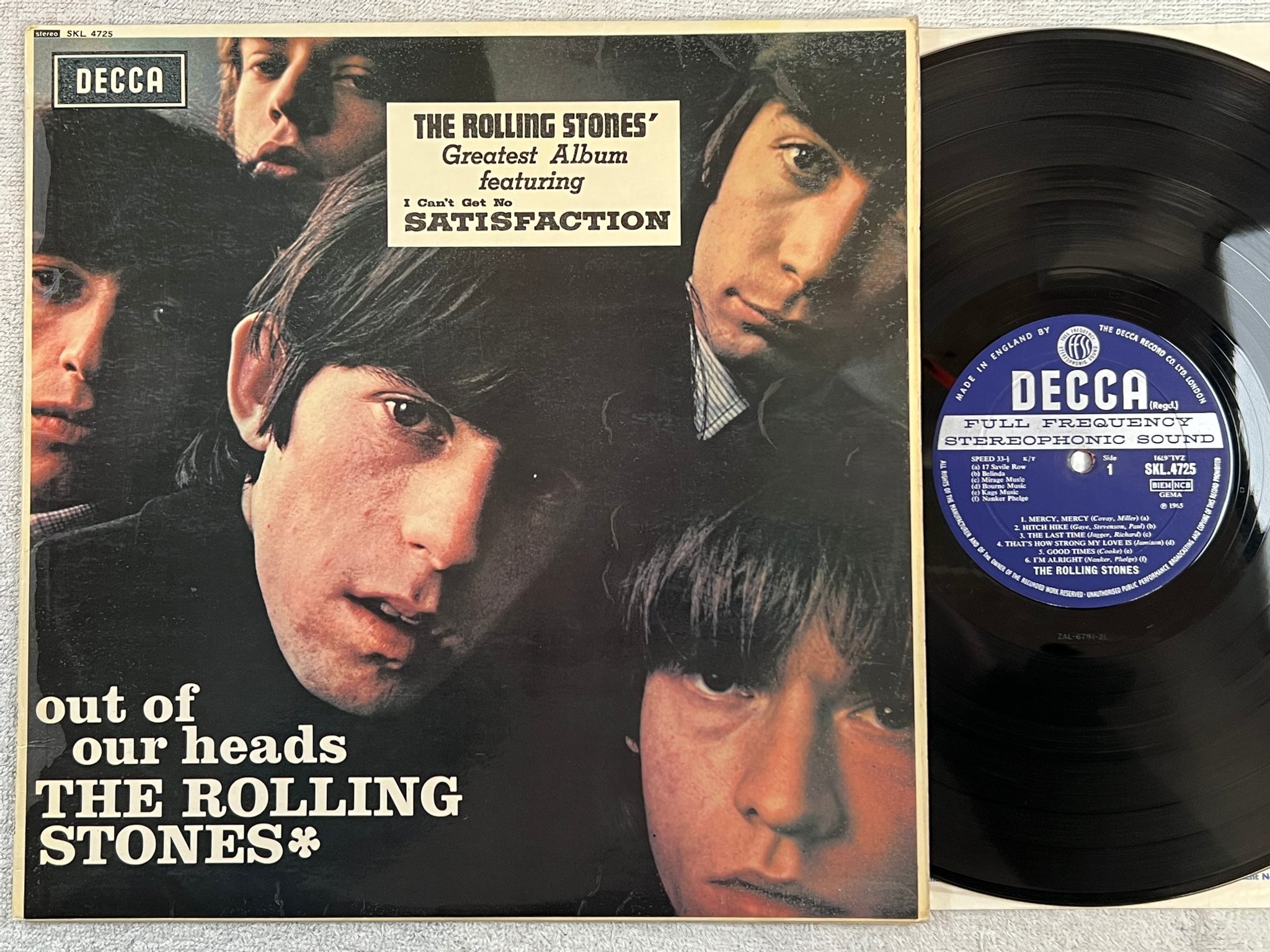 Omslagsbild för skivan ROLLING STONES out of our heads LP -65 UK DECCA SKL 4725