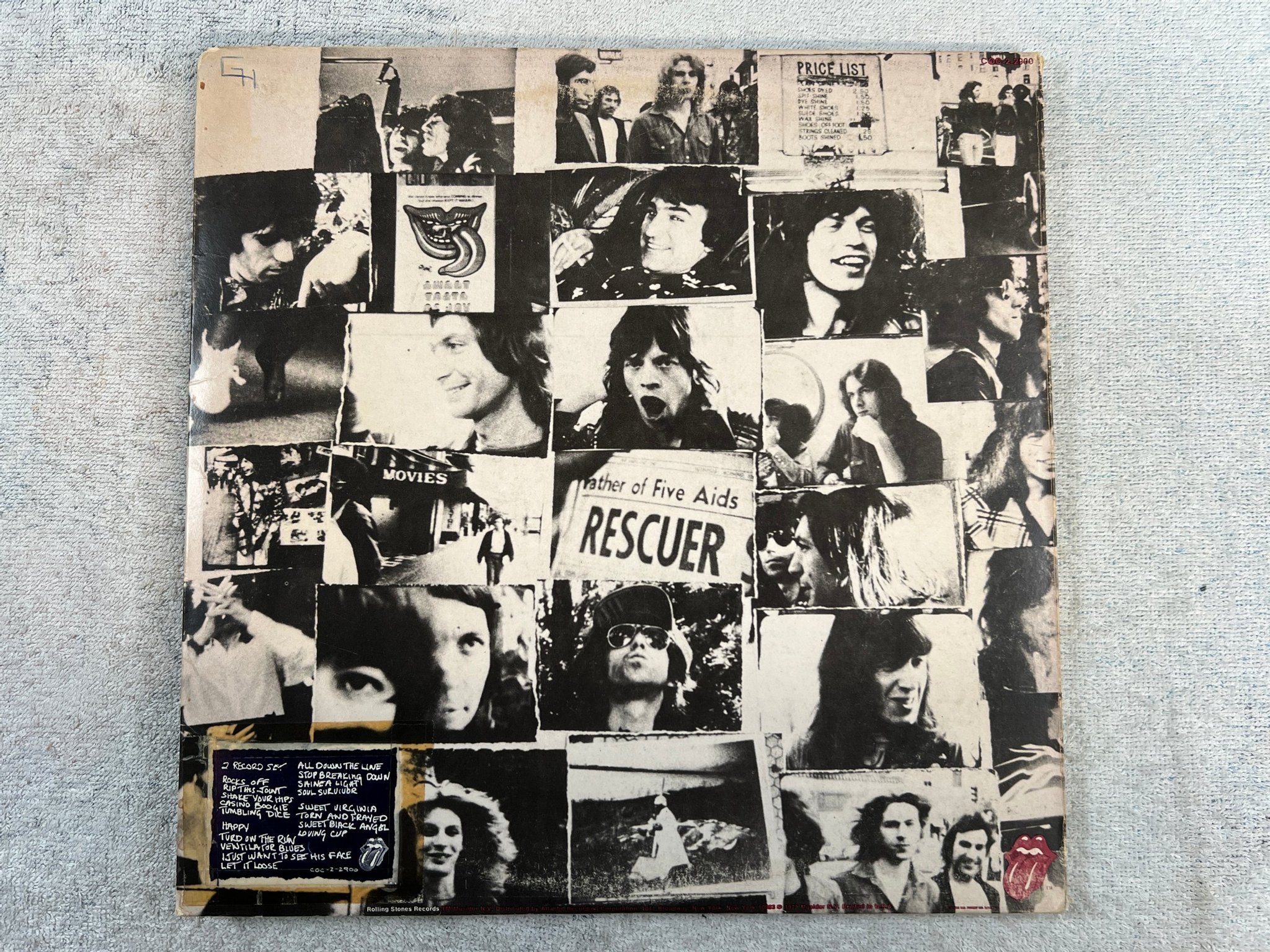 Omslagsbild för skivan ROLLING STONES exile on main st 2xLP -72 US COC-2-2900