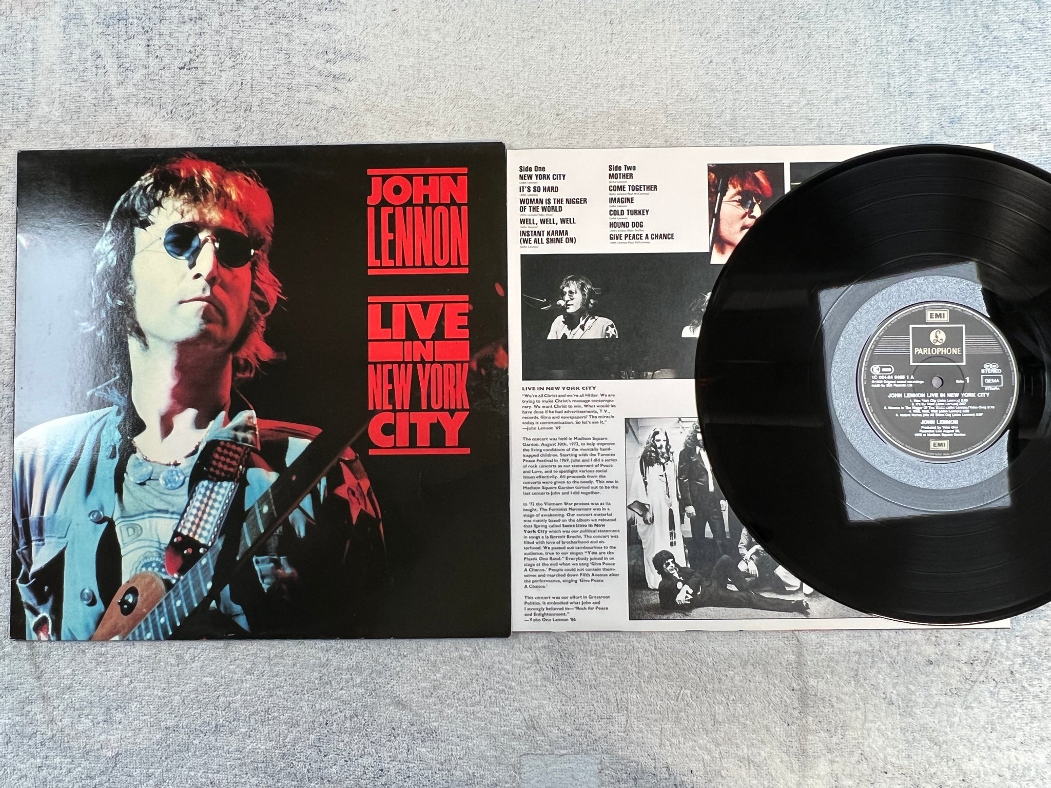 Omslagsbild för skivan JOHN LENNON live in New York City LP -86 Ger EMI / PARLOPHONE 1C 064-2404851