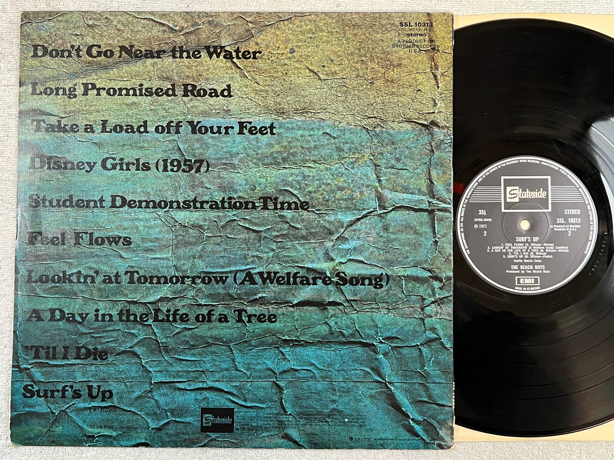Omslagsbild för skivan THE BEACH BOYS surf's up LP -71 UK STATESIDE / EMI SSL 10313