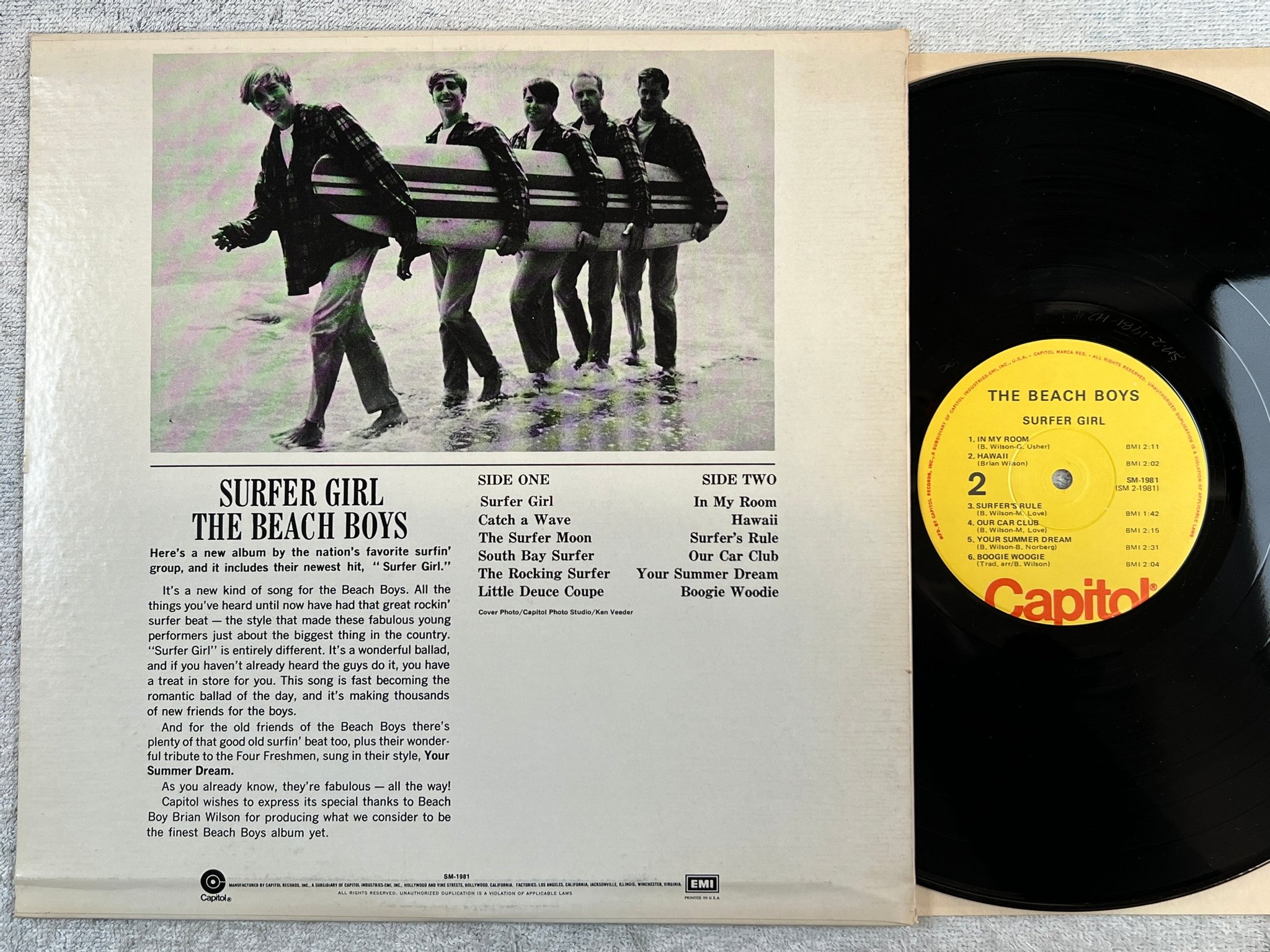 Omslagsbild för skivan THE BEACH BOYS surfer girl  LP US CAPITOL SM-1981