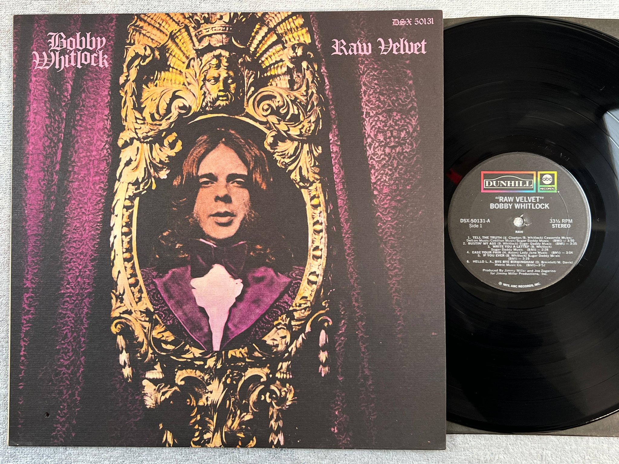 Omslagsbild för skivan BOBBY WHITLOCK raw velvet LP -72 US ABC DSX 50131