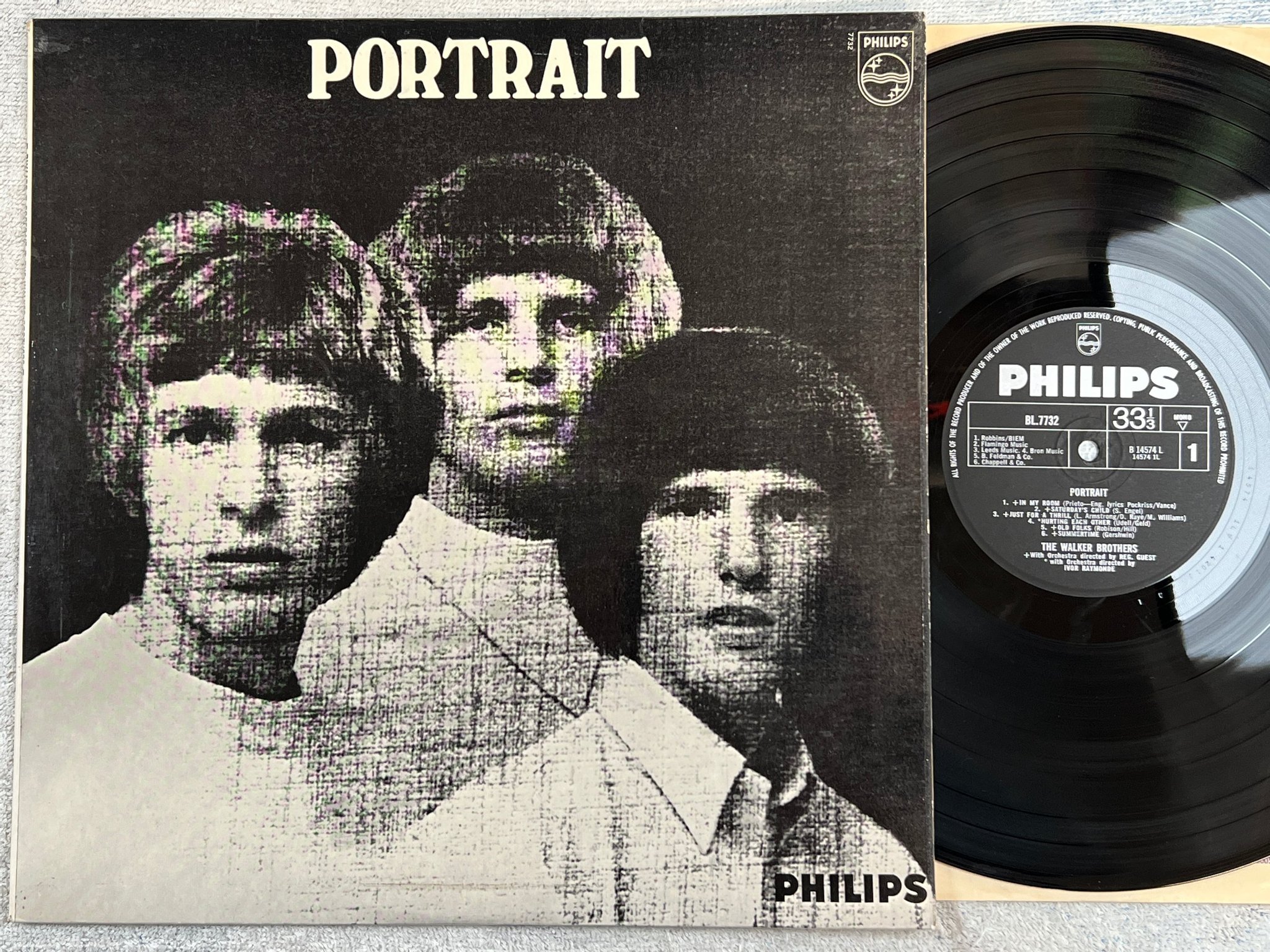 Omslagsbild för skivan THE WALKER BROTHERS portrait LP -66 UK PHILIPS mono BL.7732