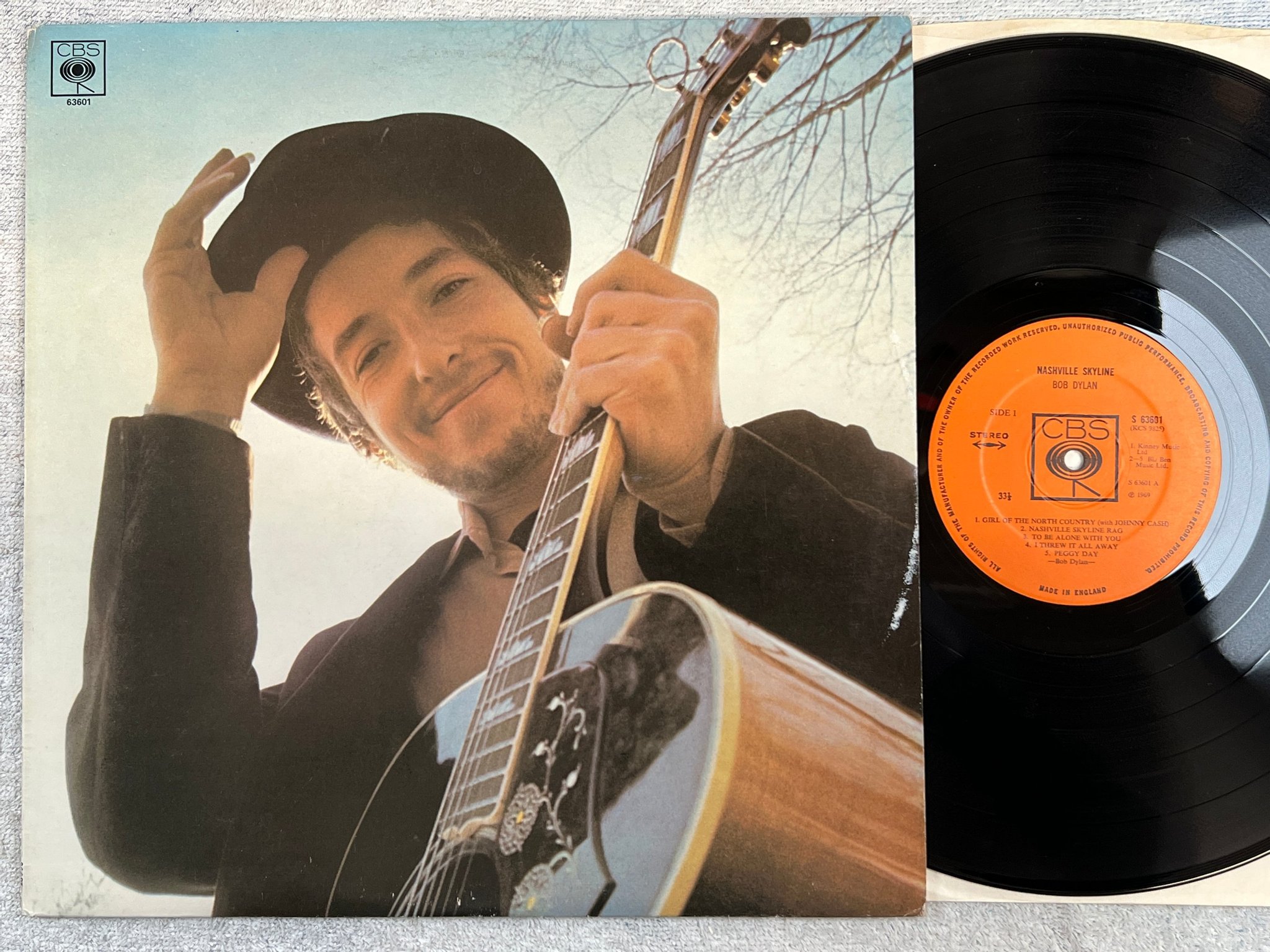 Omslagsbild för skivan BOB DYLAN Nashville skyline LP -69 UK CBS S 63601