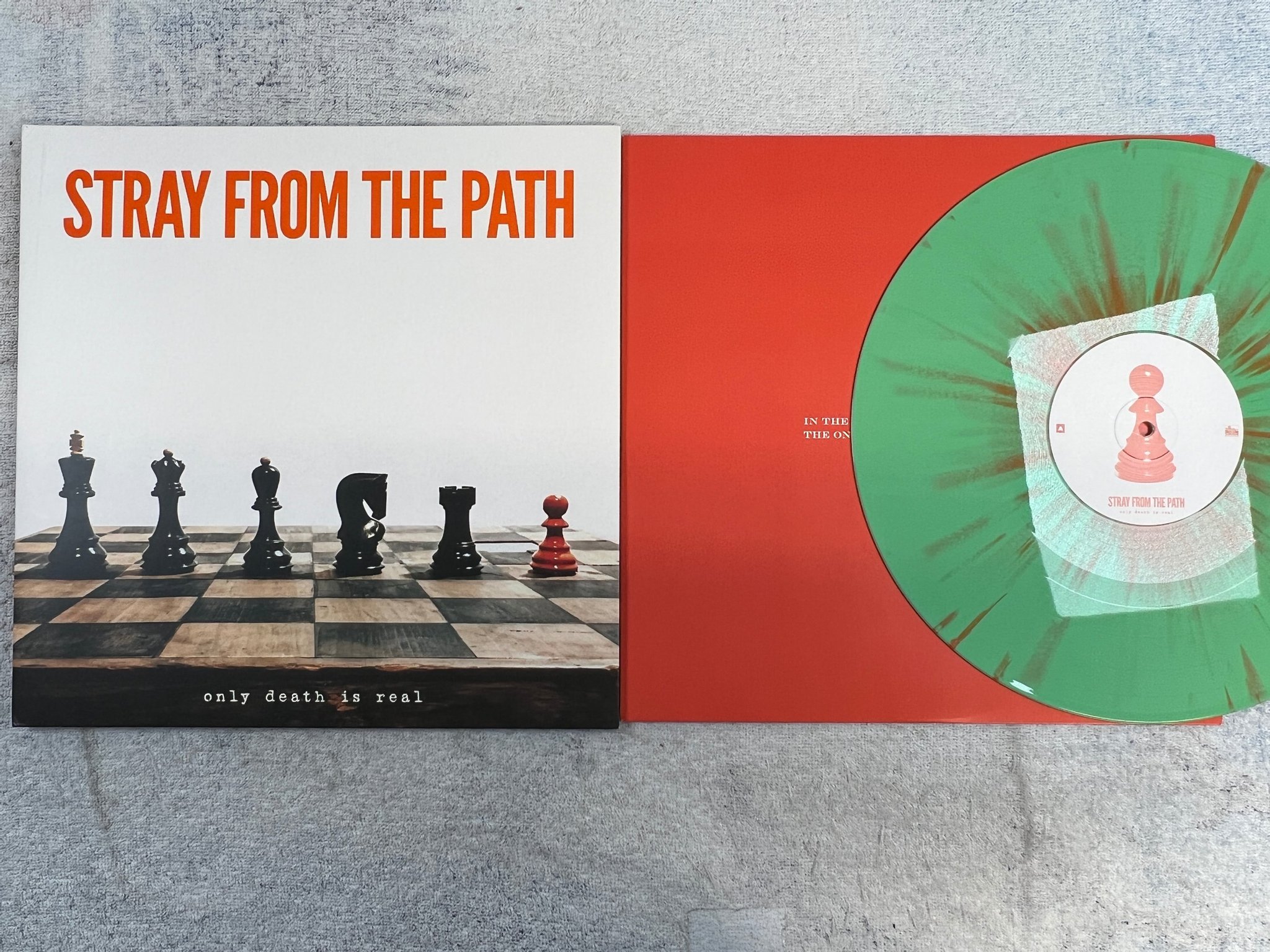 Omslagsbild för skivan STRAY FROM THE PATH Only Death Is Real LP 2017 US Green w/orange splatter