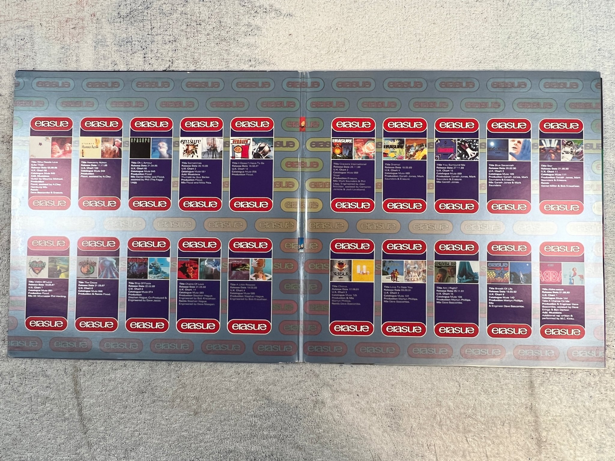 Omslagsbild för skivan ERASURE pop - the first 20 hits 2xLP -92 UK MUTEL 2 rare!!!