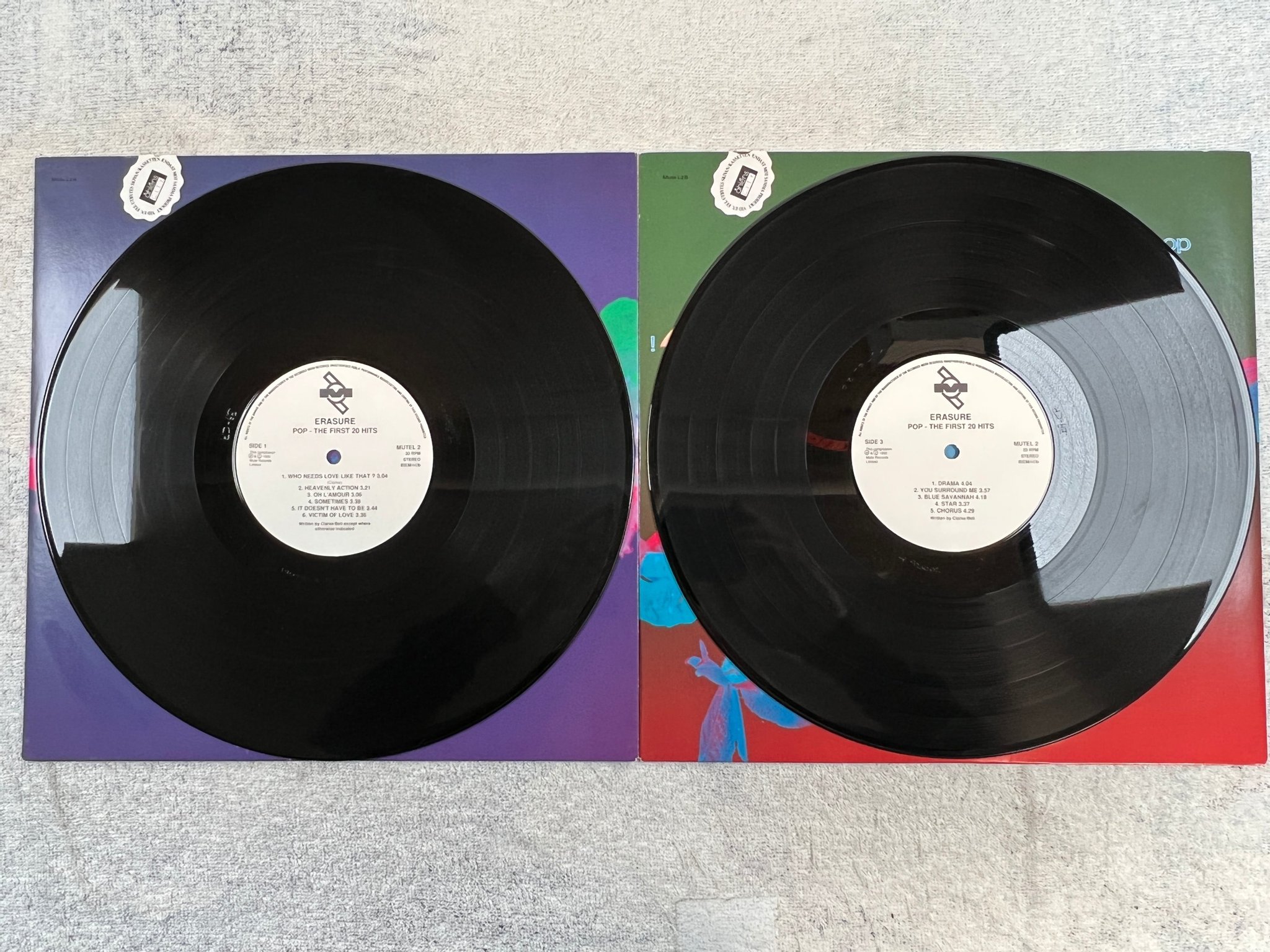 Omslagsbild för skivan ERASURE pop - the first 20 hits 2xLP -92 UK MUTEL 2 rare!!!