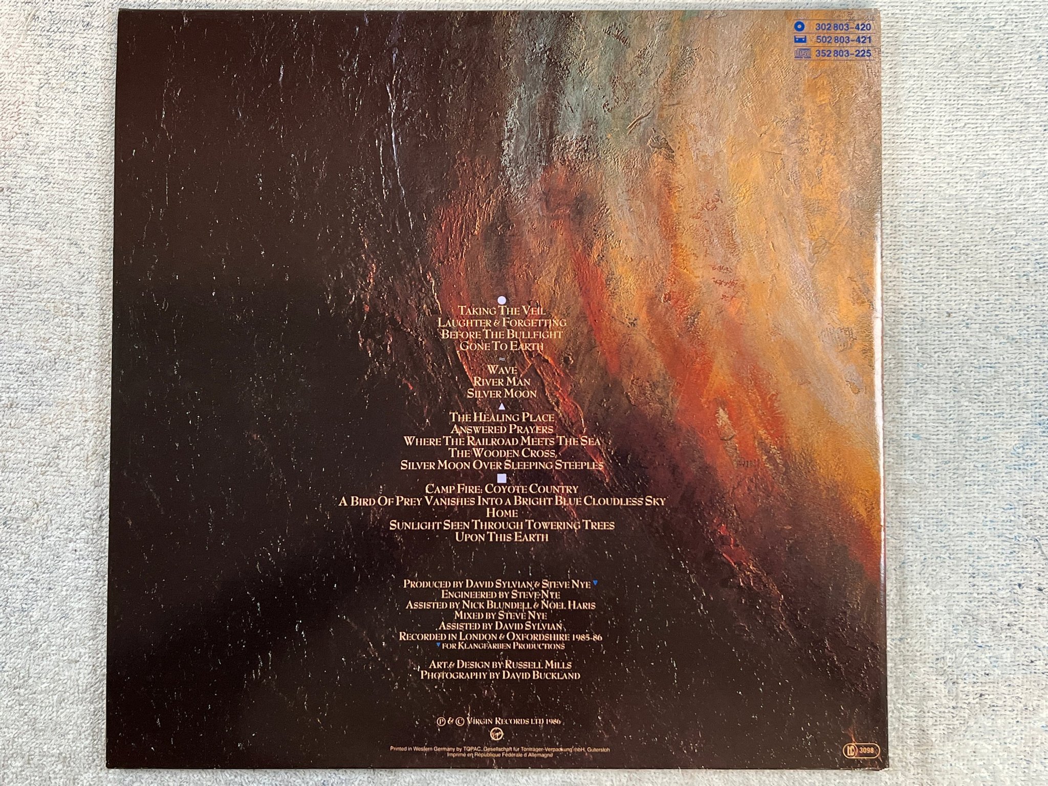 Omslagsbild för skivan DAVID SYLVAIN Gone To Earth 2xLP -86 VIRGIN 302 803-420  